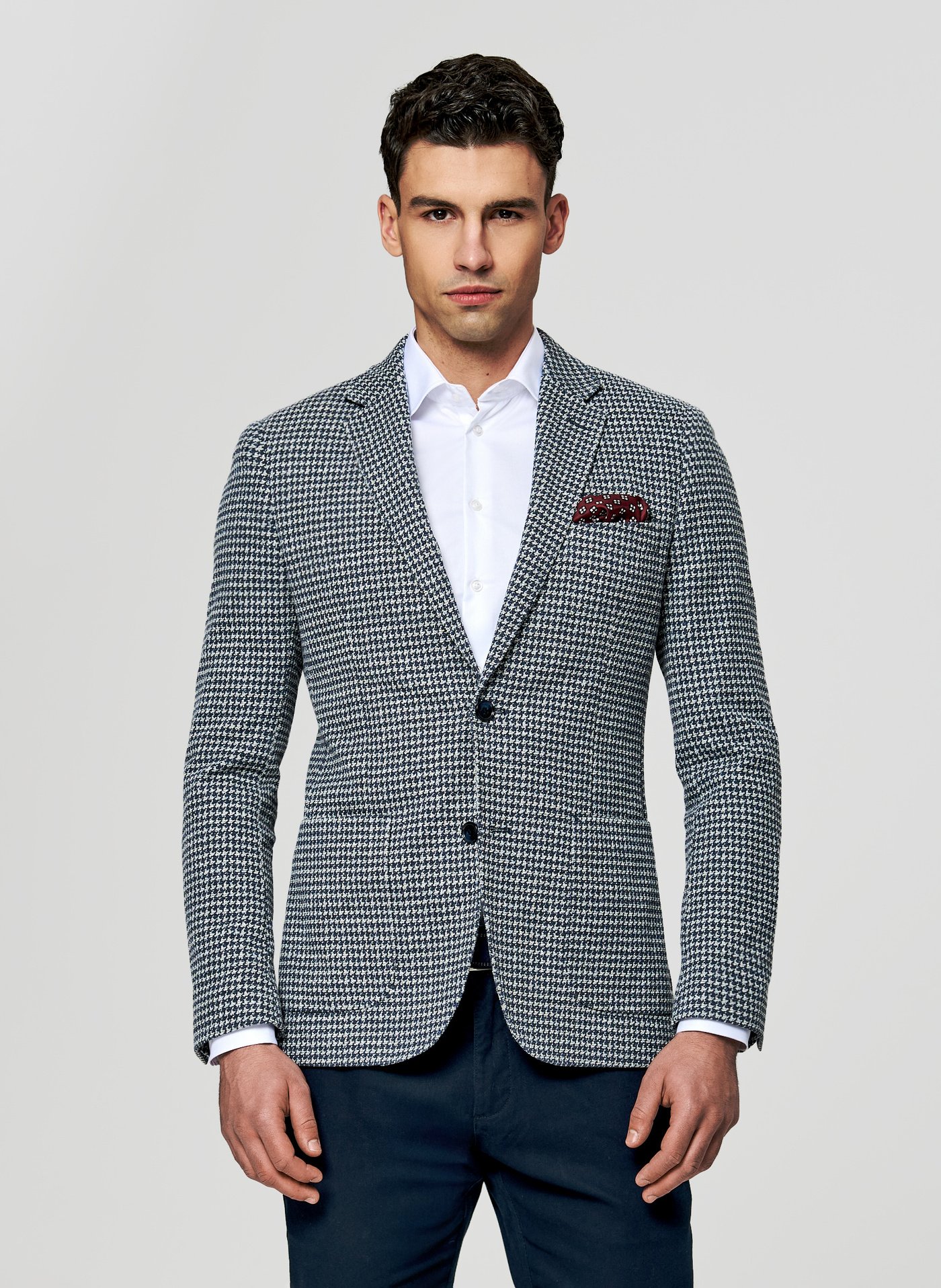 PAKO LORENTE – Granatowa marynarka w pepitkę