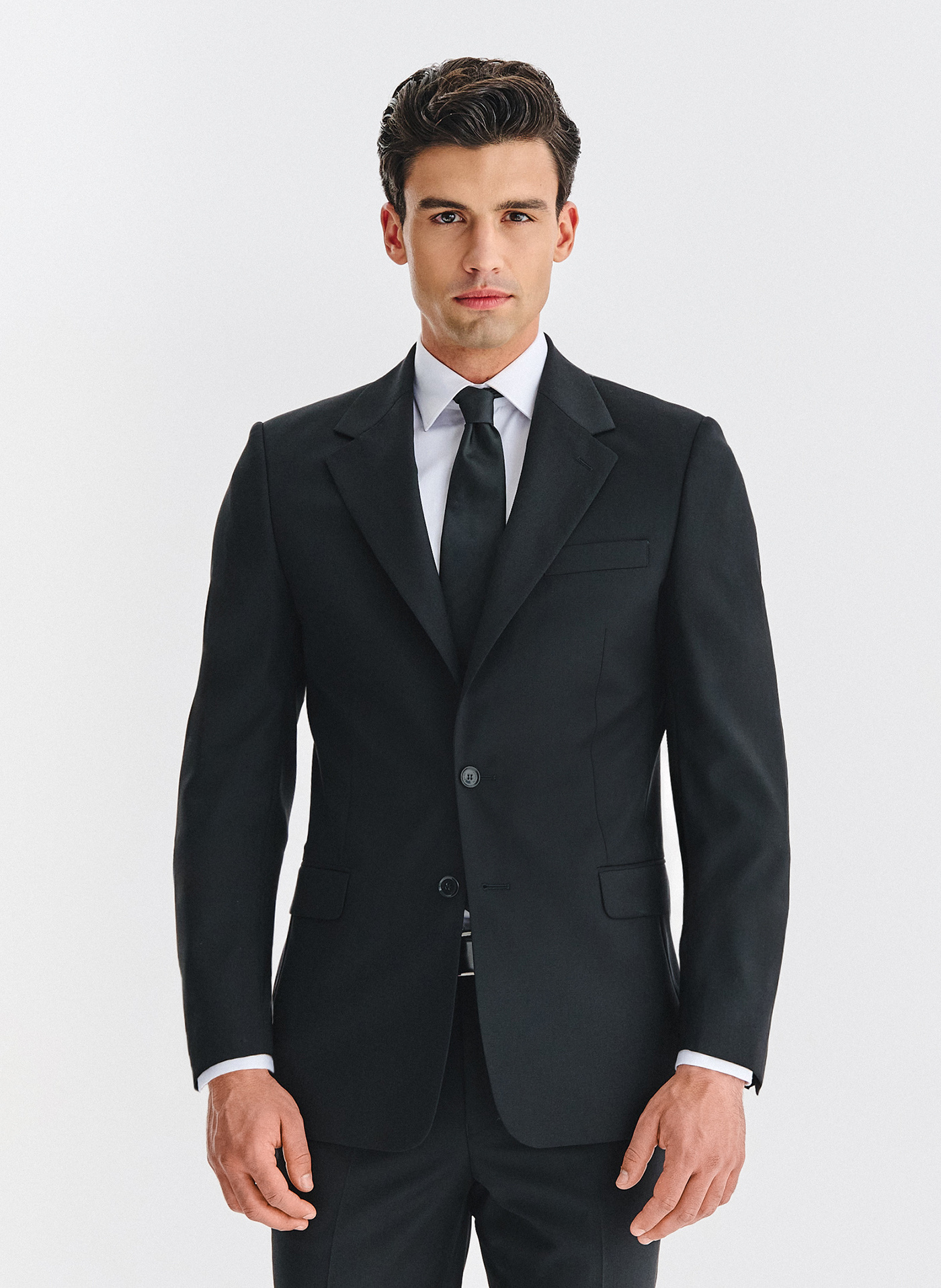 PAKO LORENTE - Wełniana czarna marynarka garniturowa