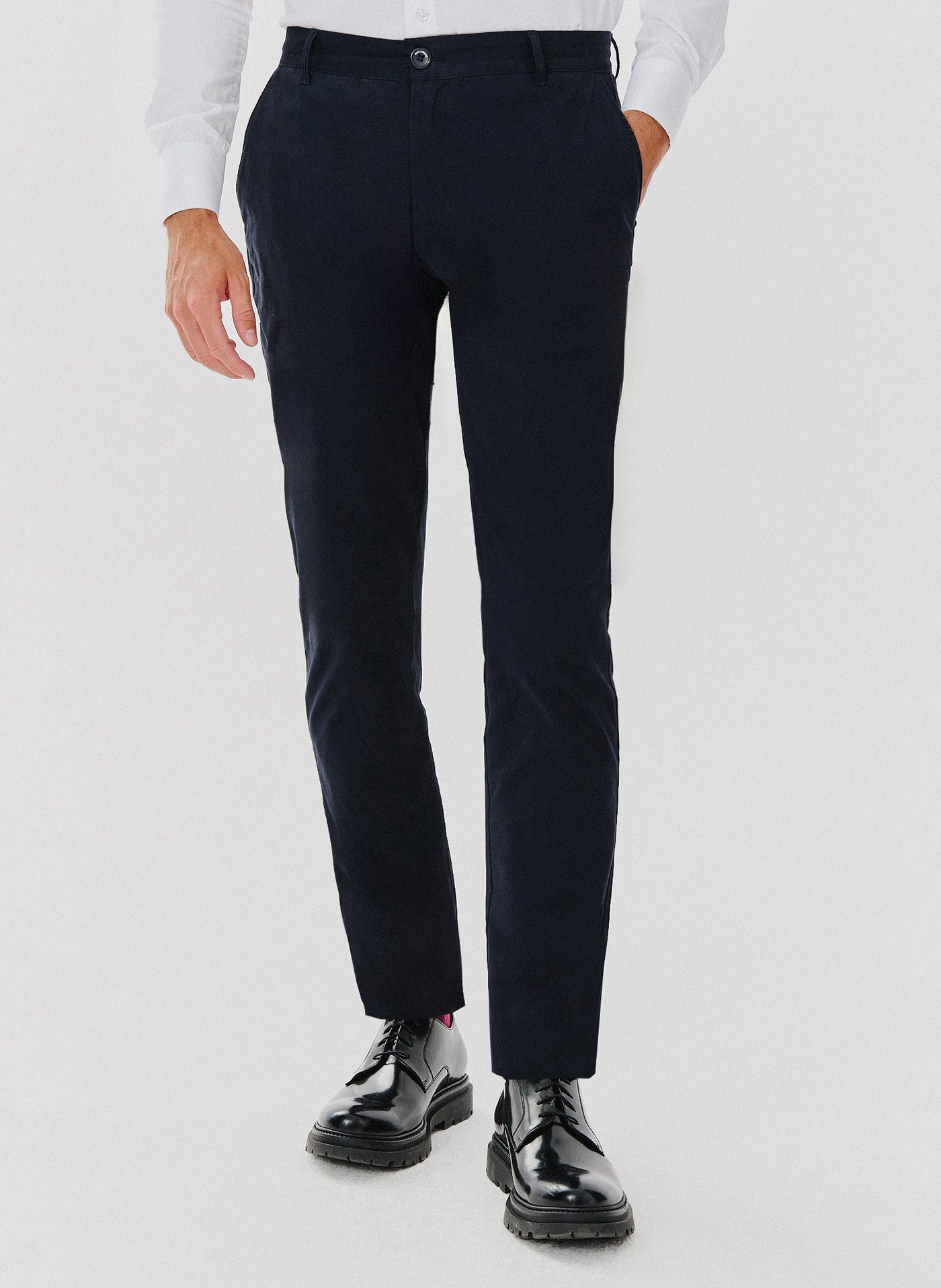 PAKO LORENTE – Gładkie spodnie męskie w kolorze granatowym