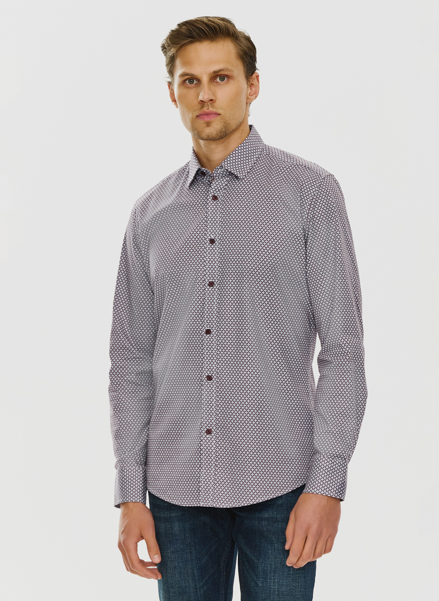 PAKO LORENTE – Bordowa wzorzysta koszula męska P24SF-1X-024-D-S - Pako Lorente