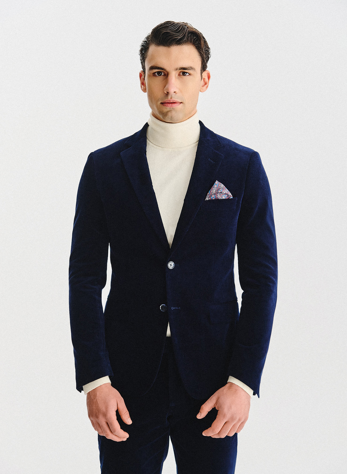 PAKO LORENTE - Granatowa sztruksowa marynarka męska