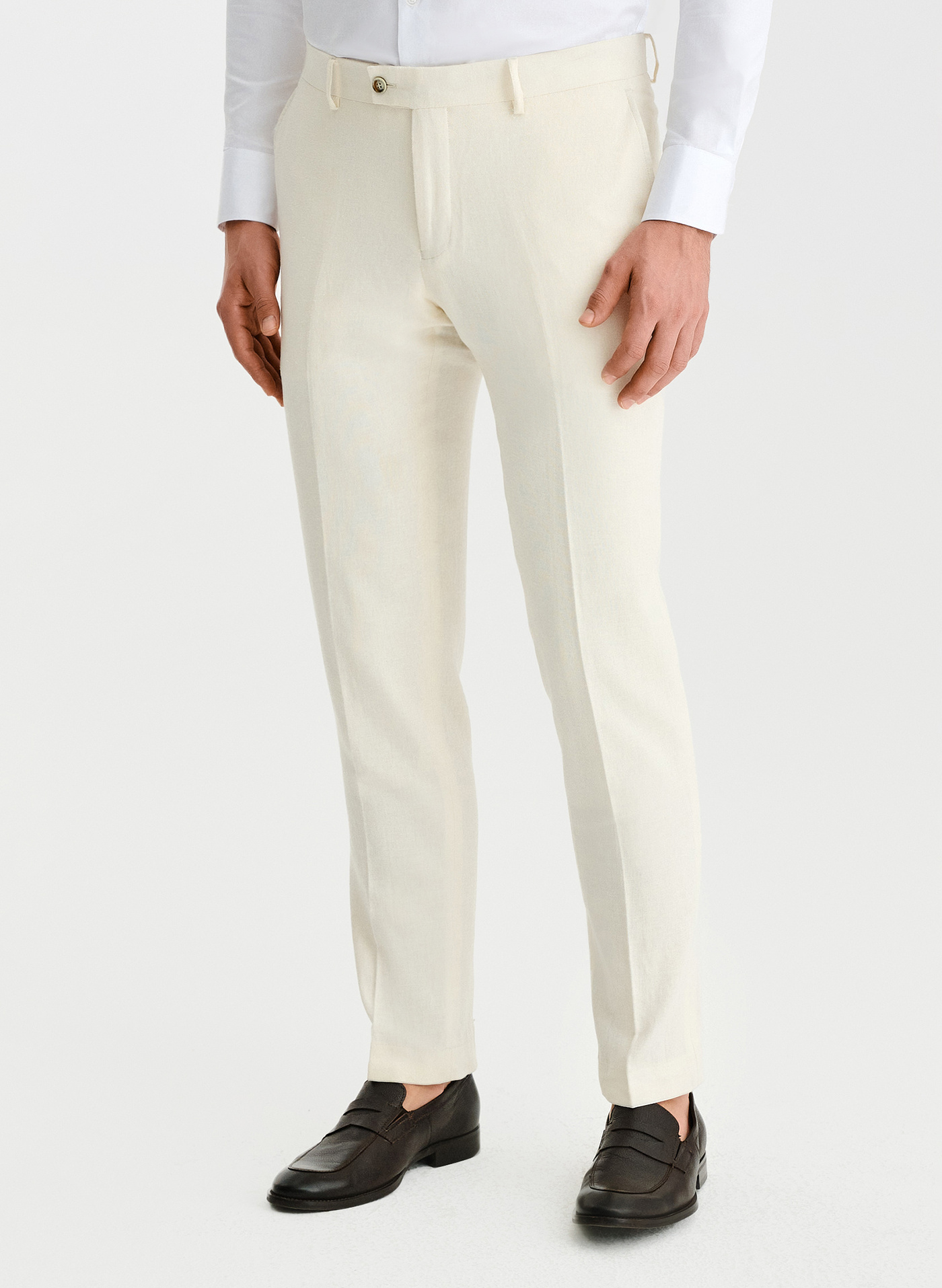 PAKO LORENTE - Beżowe spodnie ganiturowe z lnem