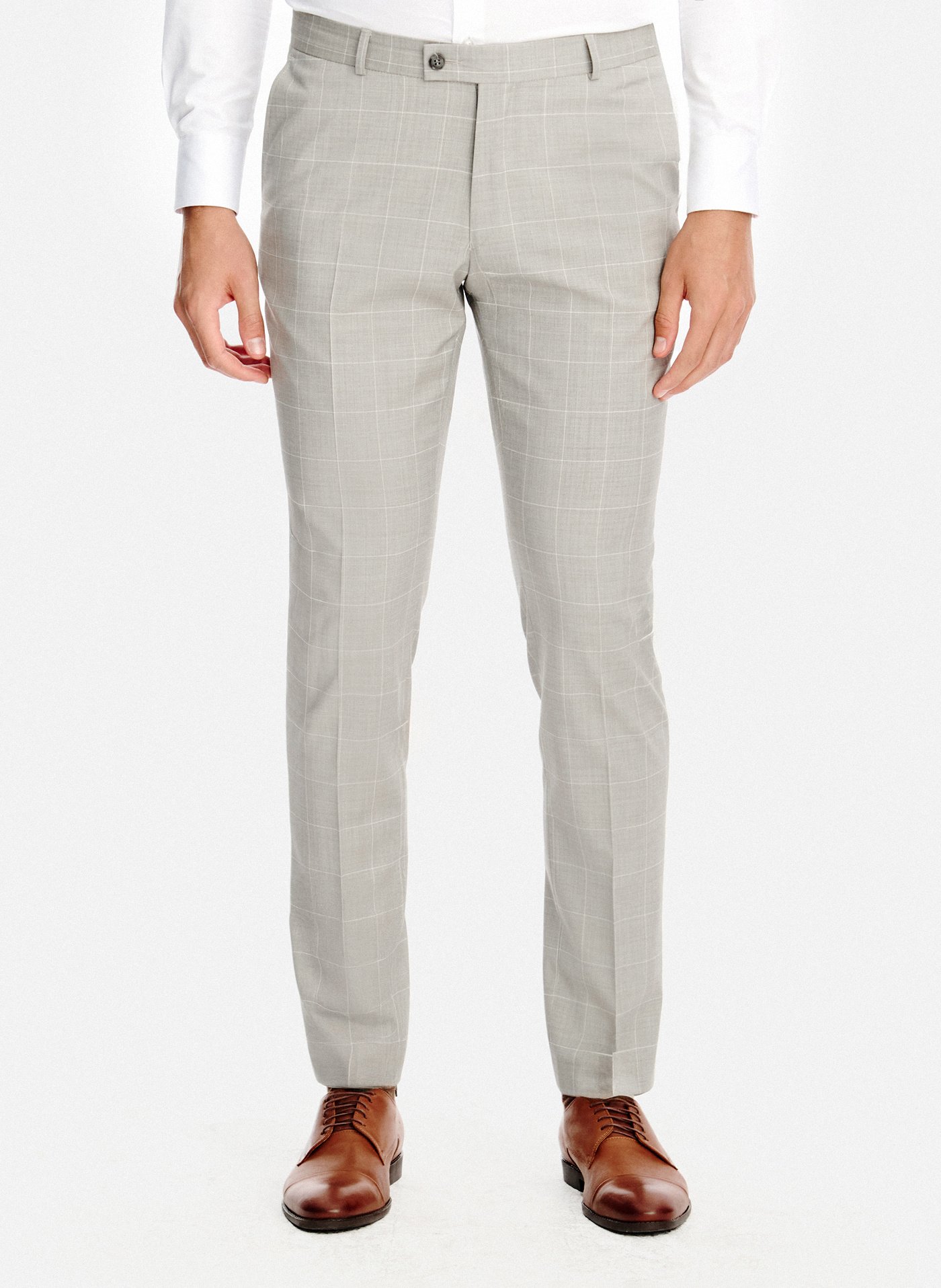 PAKO LORENTE - Wełniane spodnie garniturowe w kratkę