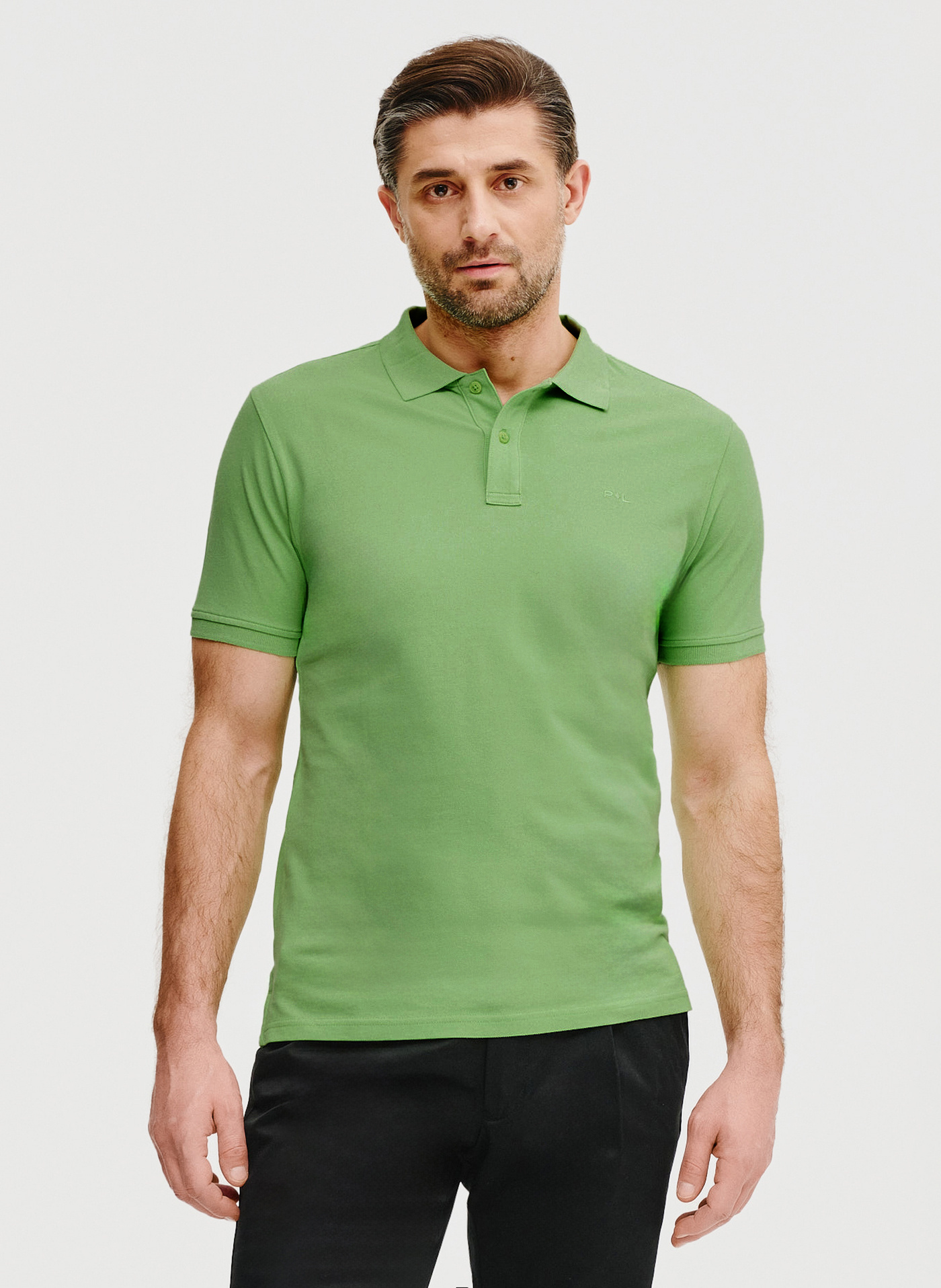 PAKO LORENTE – Gładki t-shirt polo w zielonym kolorze