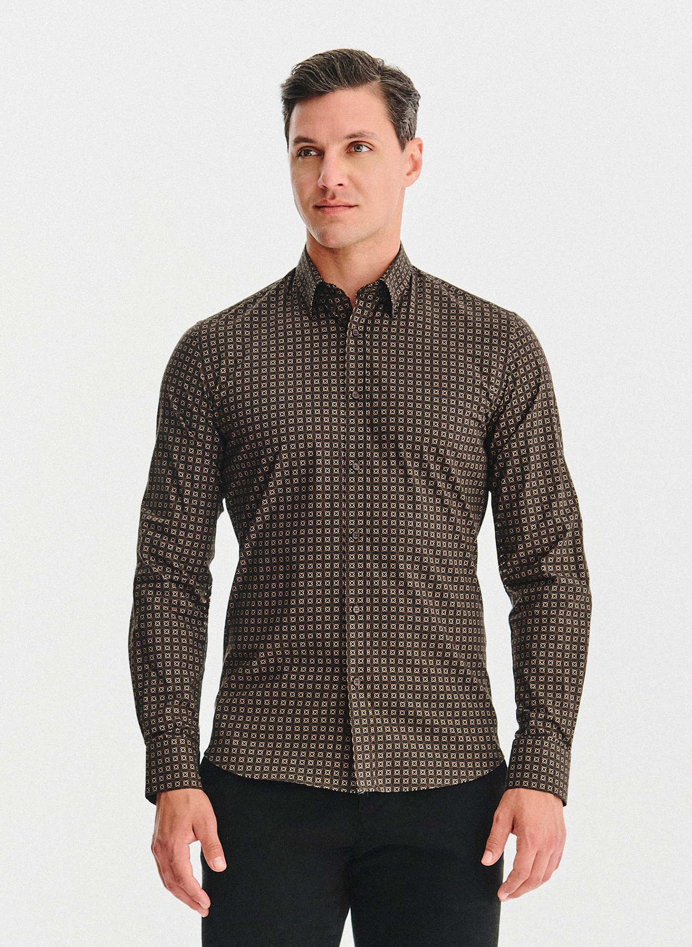 PAKO LORENTE – Brązowa koszula we wzór