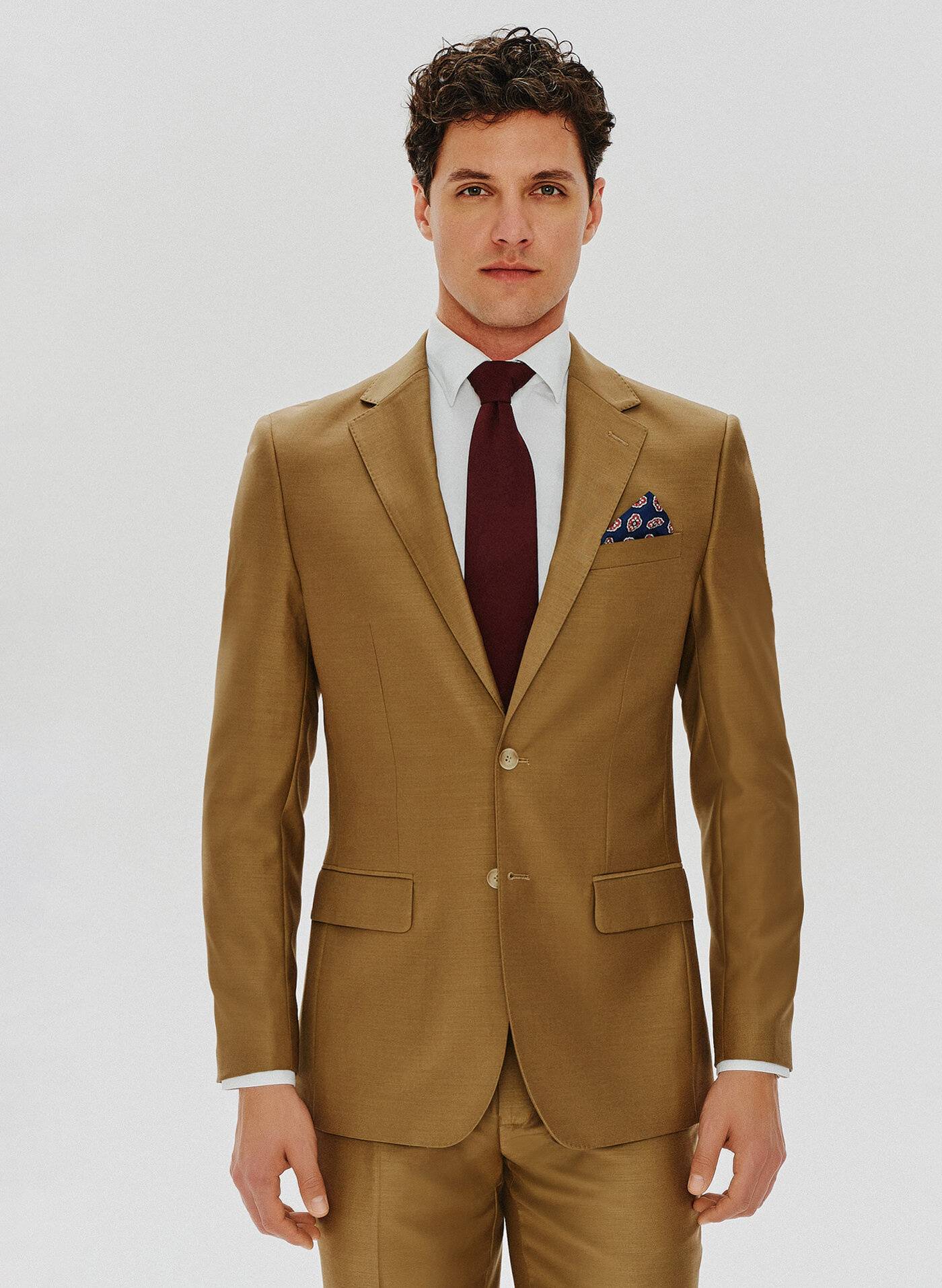 PAKO LORENTE – Jasnobrązowa garniturowa marynarka męska z wełną