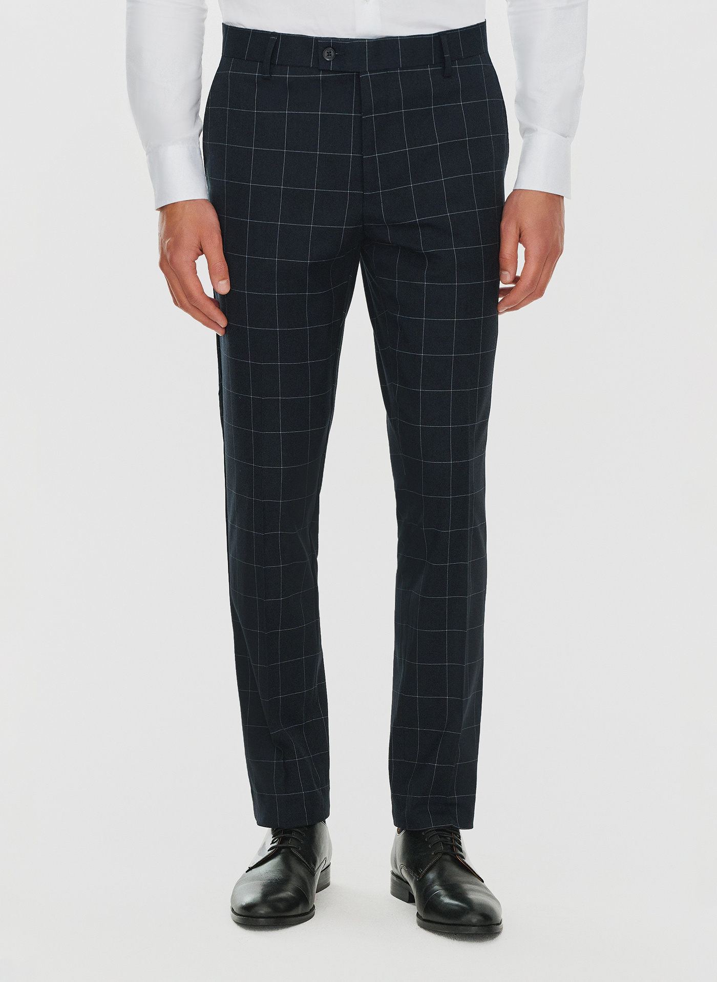 PAKO LORENTE – Granatowe garniturowe spodnie męskie