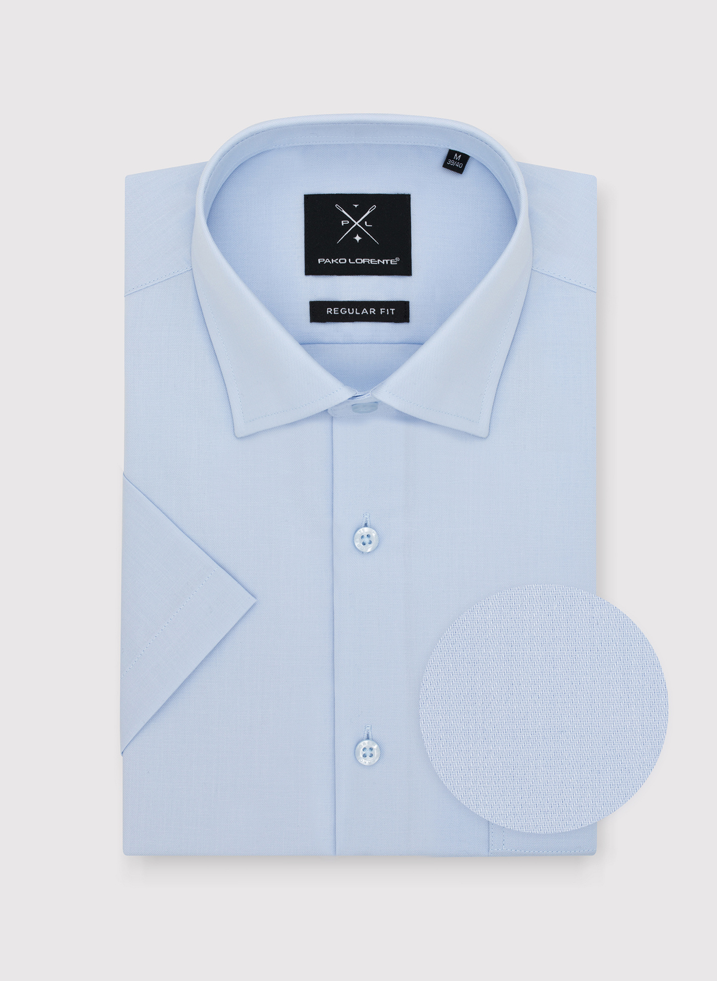 PAKO LORENTE - Niebieska koszula męska z krótkim rękawem