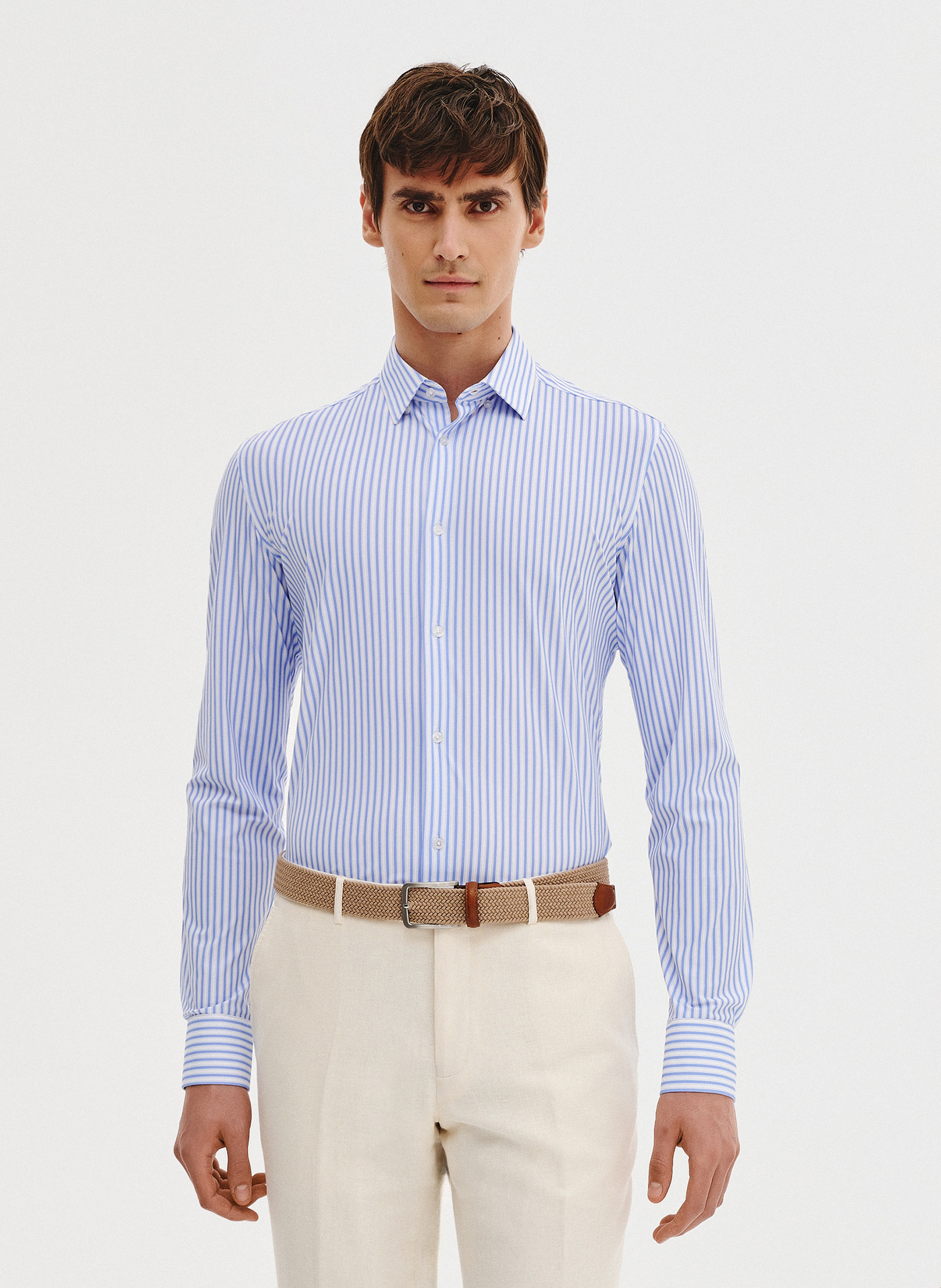 PAKO LORENTE - Dzianinowa koszula męska w prążek