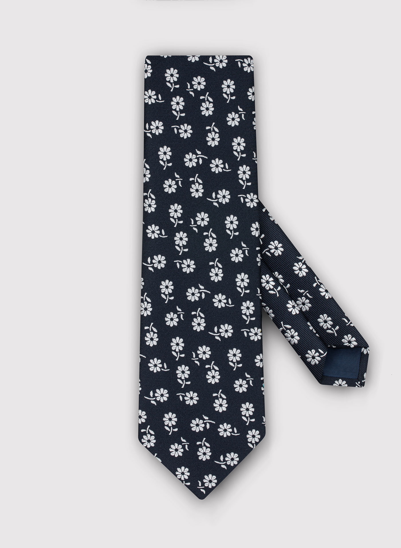 PAKO LORENTE – Granatowy krawat w srebrne kwiaty