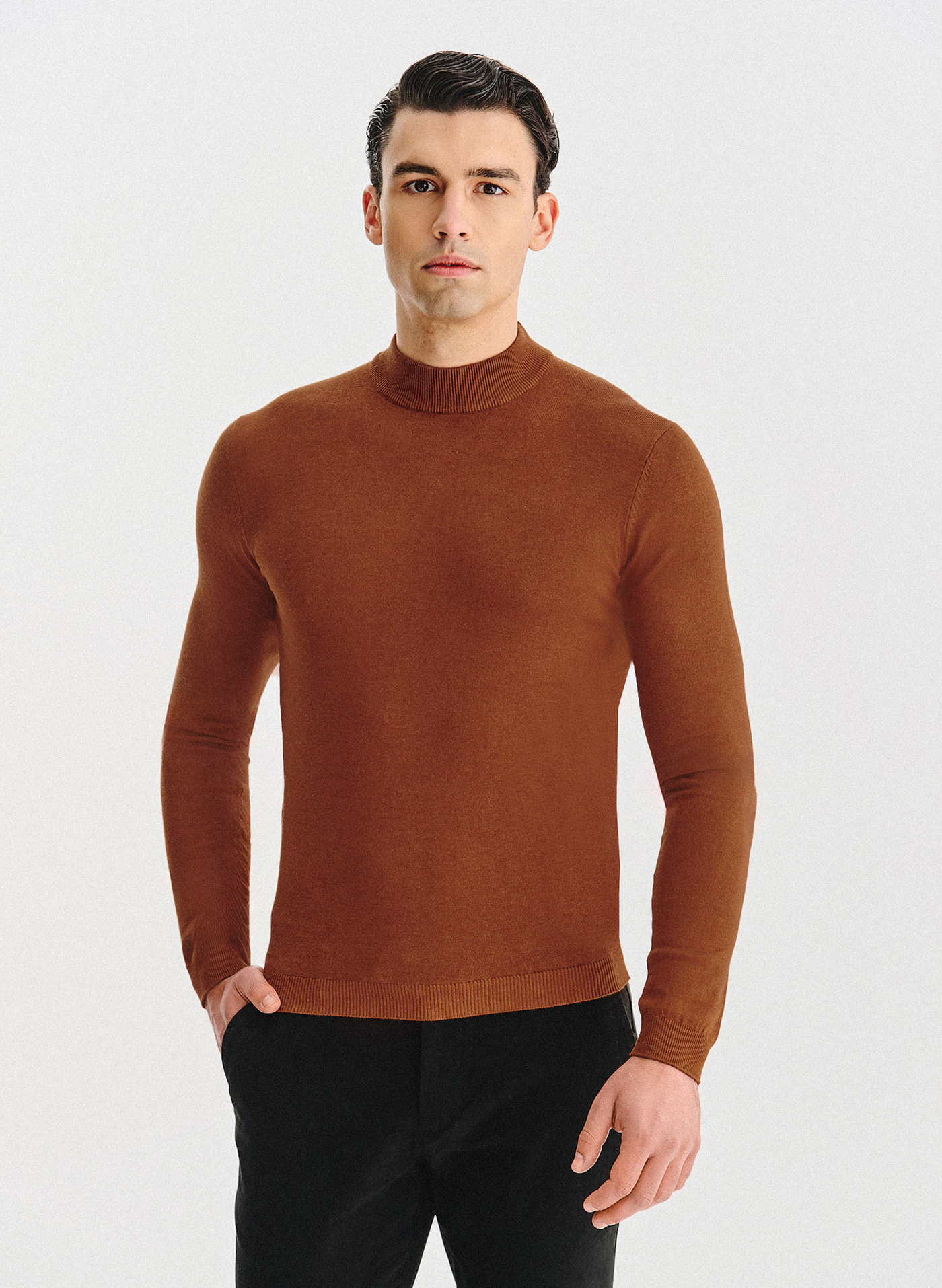 PAKO LORENTE - Półgolf męski w rudym kolorze