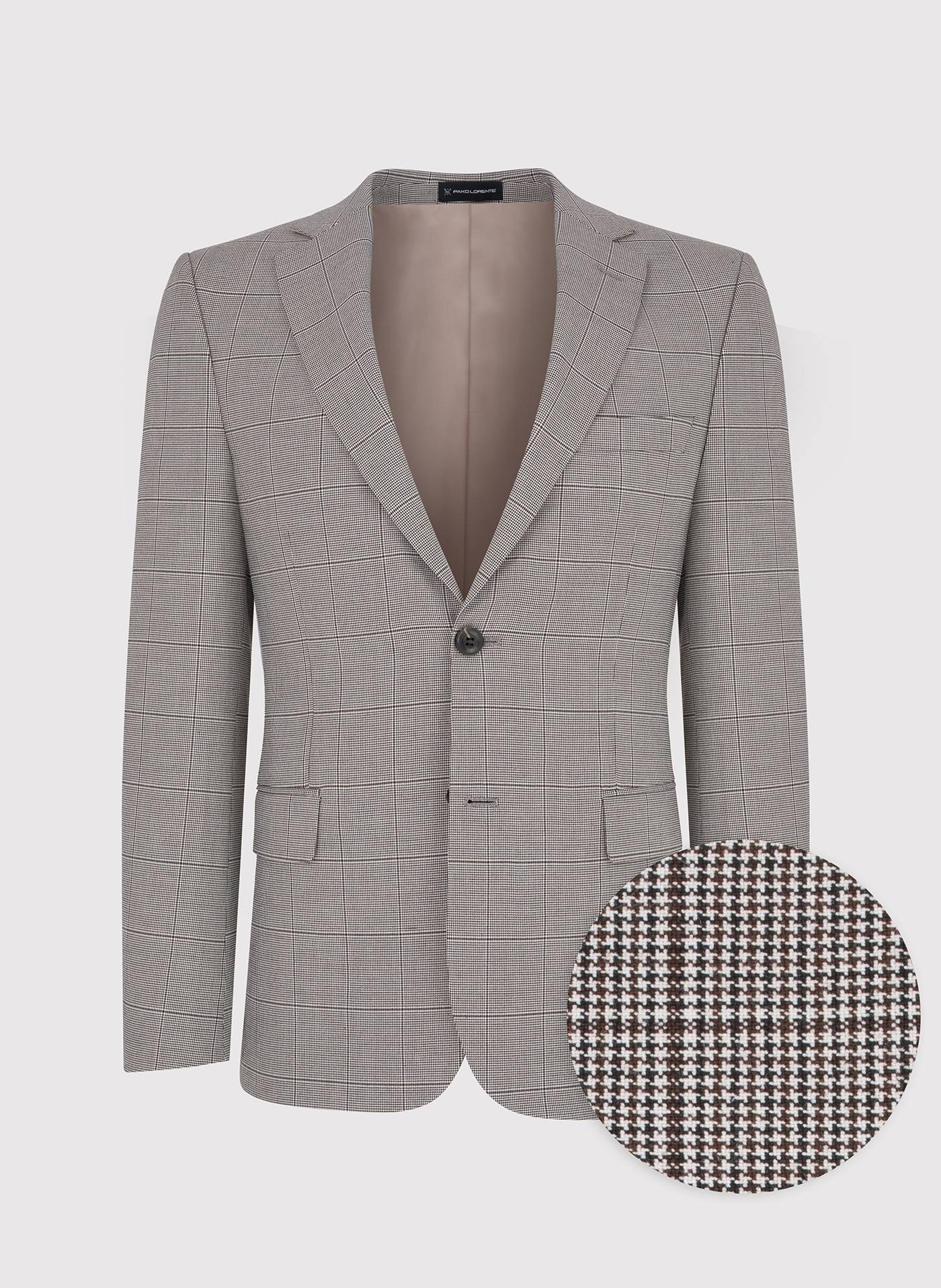 PAKO LORENTE – Brązowa marynarka garniturowa w kratkę
