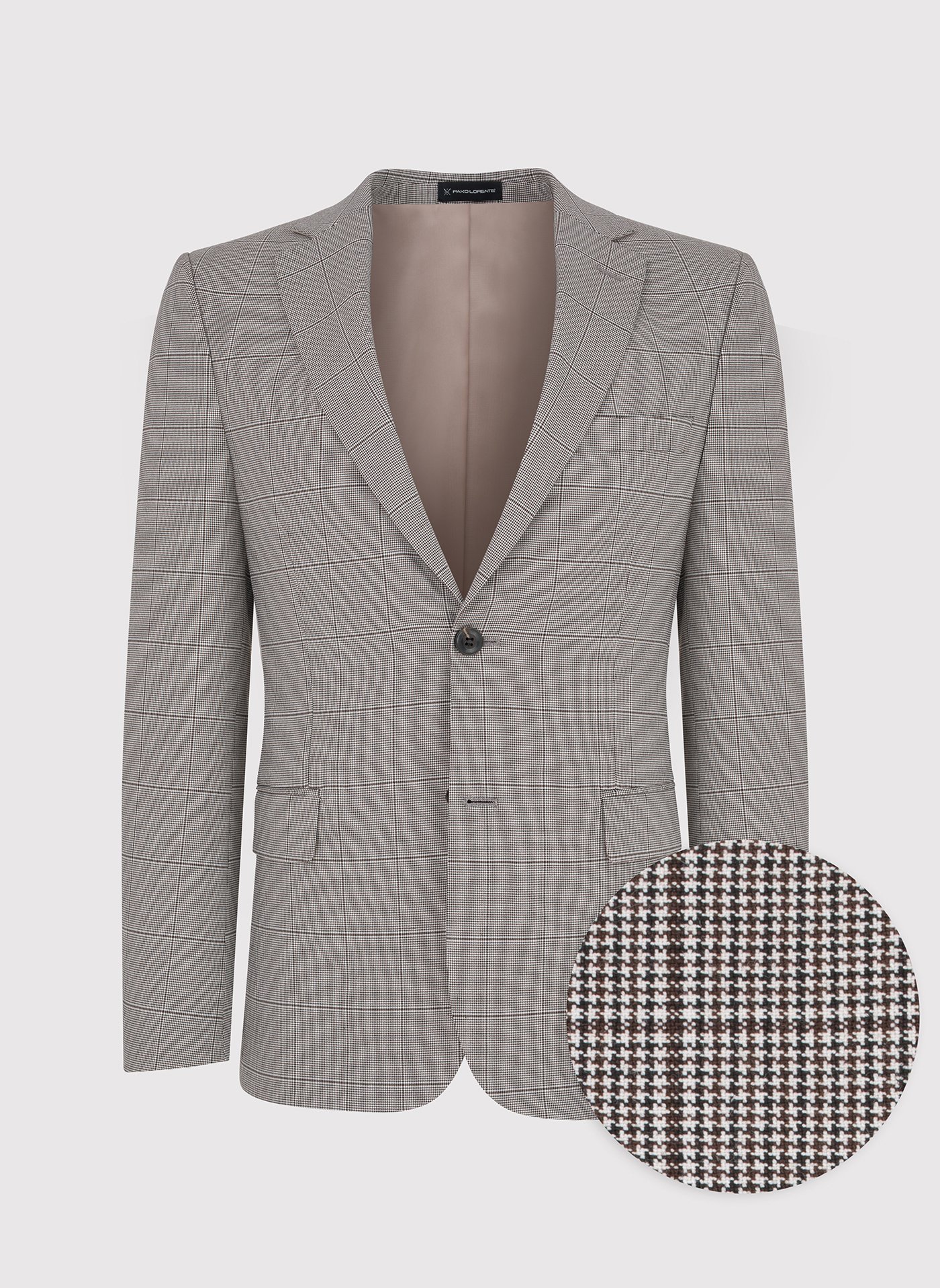 PAKO LORENTE – Brązowa marynarka garniturowa w kratkę
