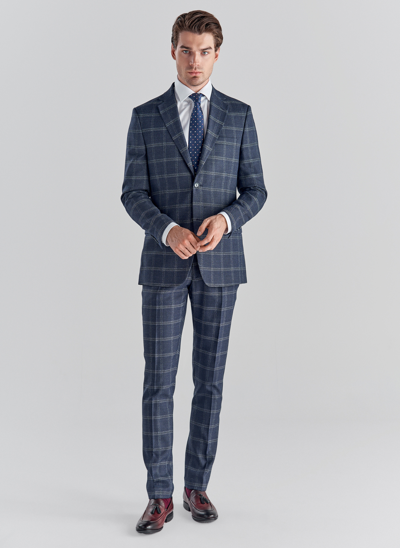 PAKO LORENTE – Granatowe spodnie garniturowe P21WF-6G-032-G