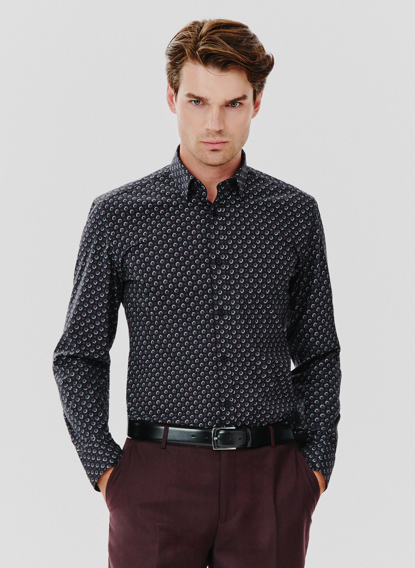 PAKO LORENTE – Koszula męska we wzorki długi rękaw