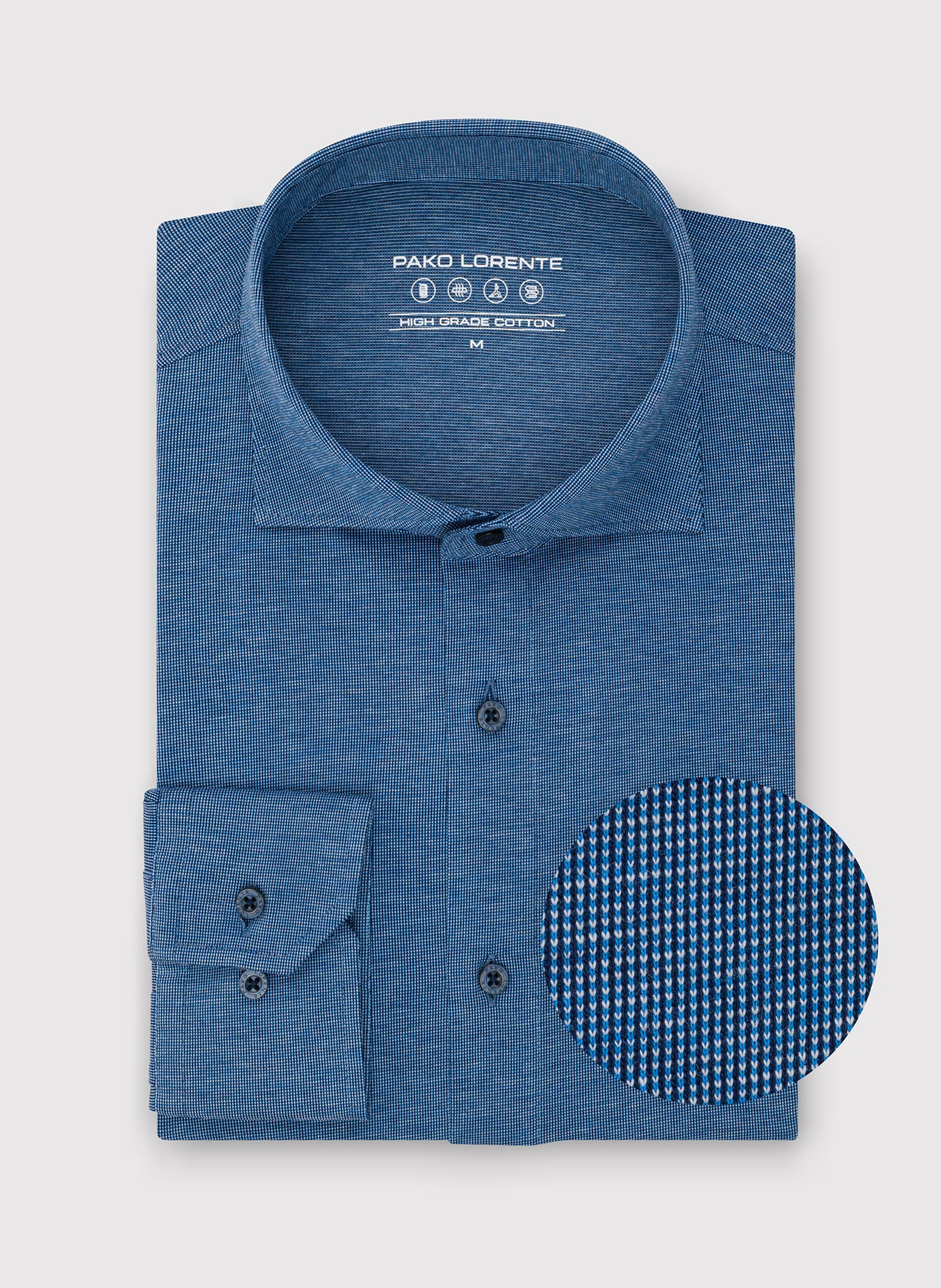 PAKO LORENTE - Niebieska dzianinowa koszula męska