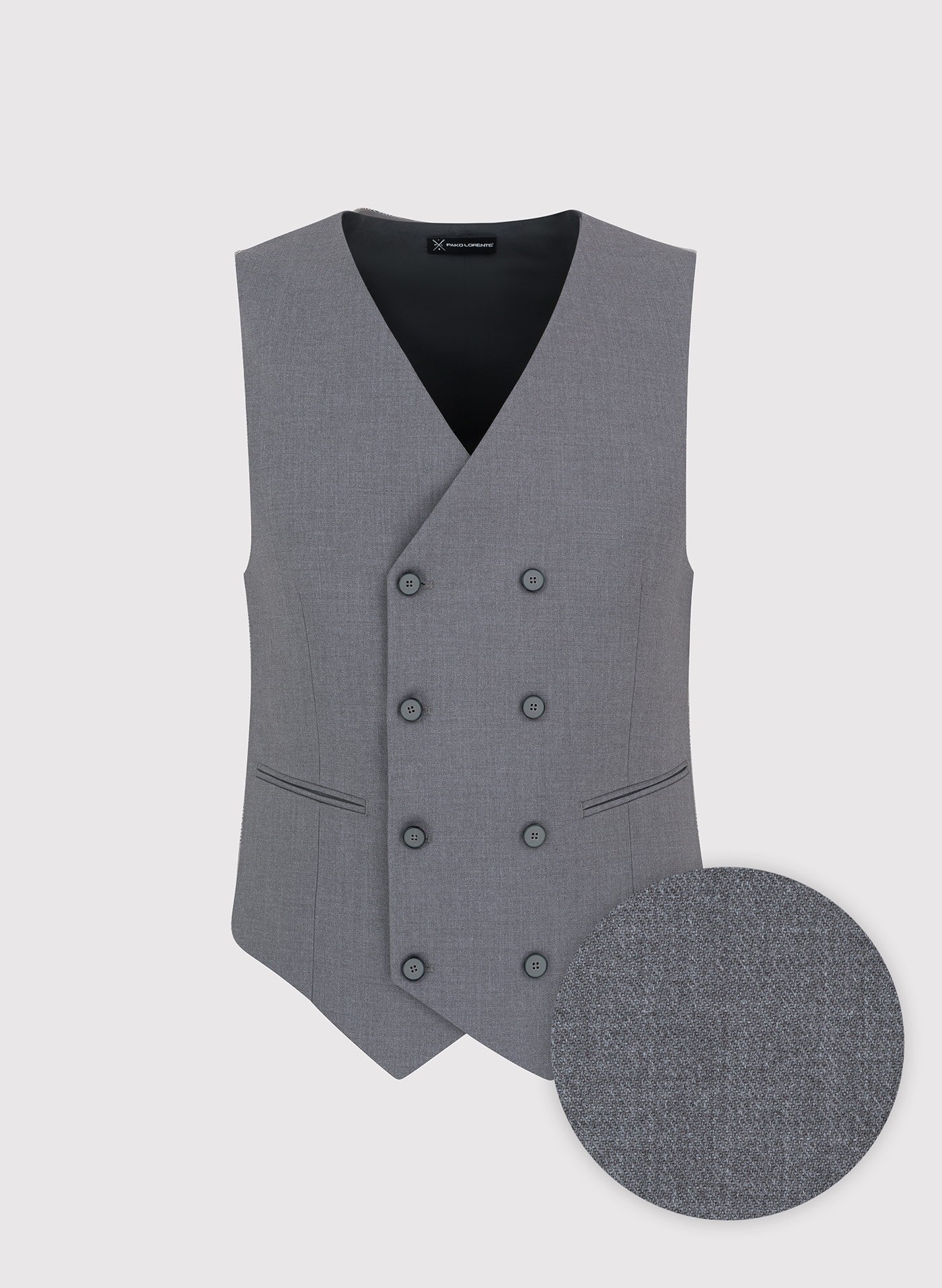 PAKO LORENTE – Szara dwurzędowa kamizelka męska