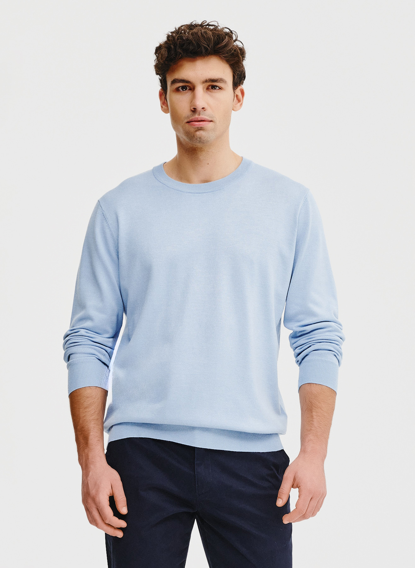 PAKO LORENTE – Niebieski sweter męski o-neck