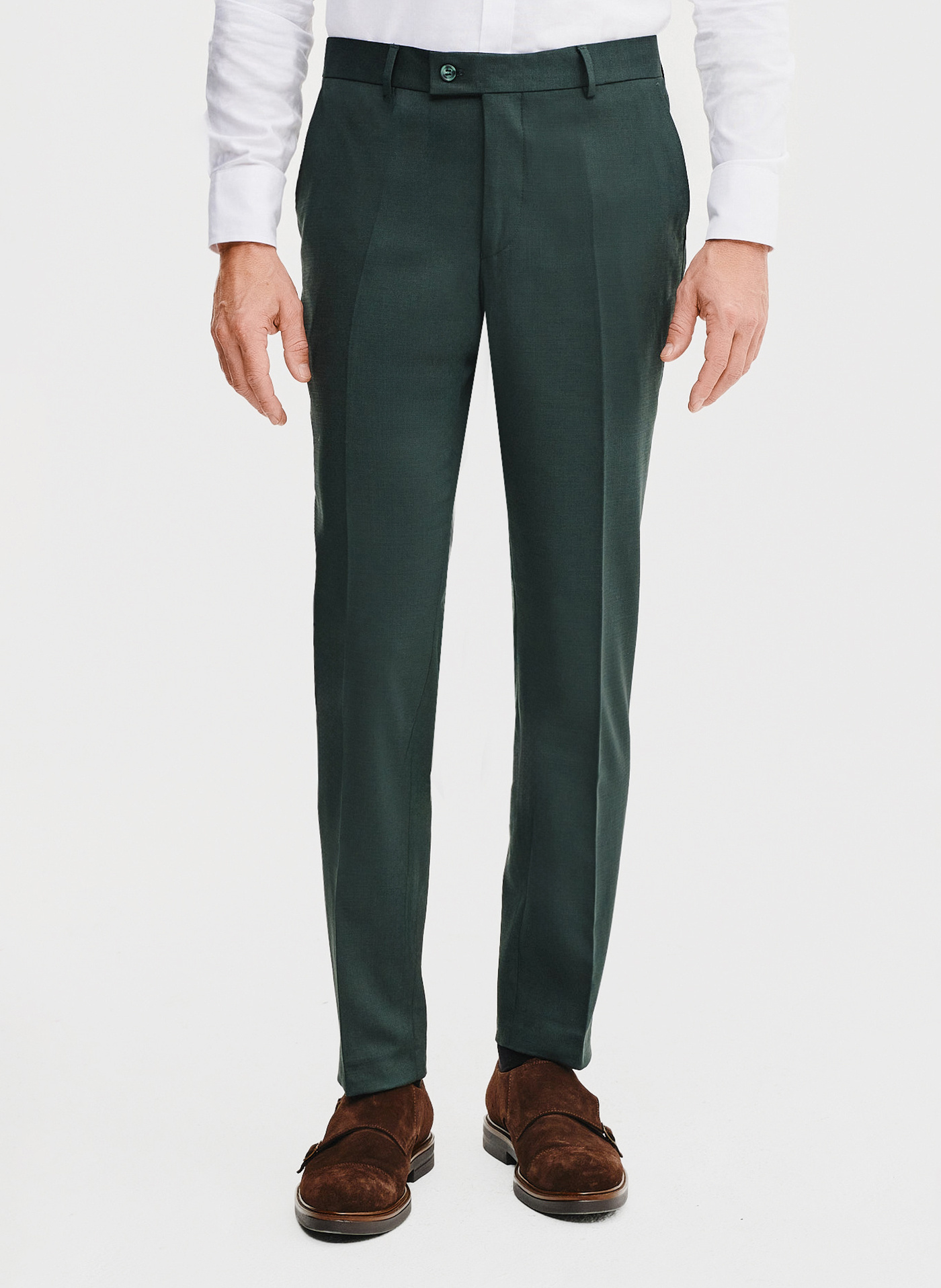 PAKO LORENTE – Gładkie spodnie garniturowe w kolorze zielonym