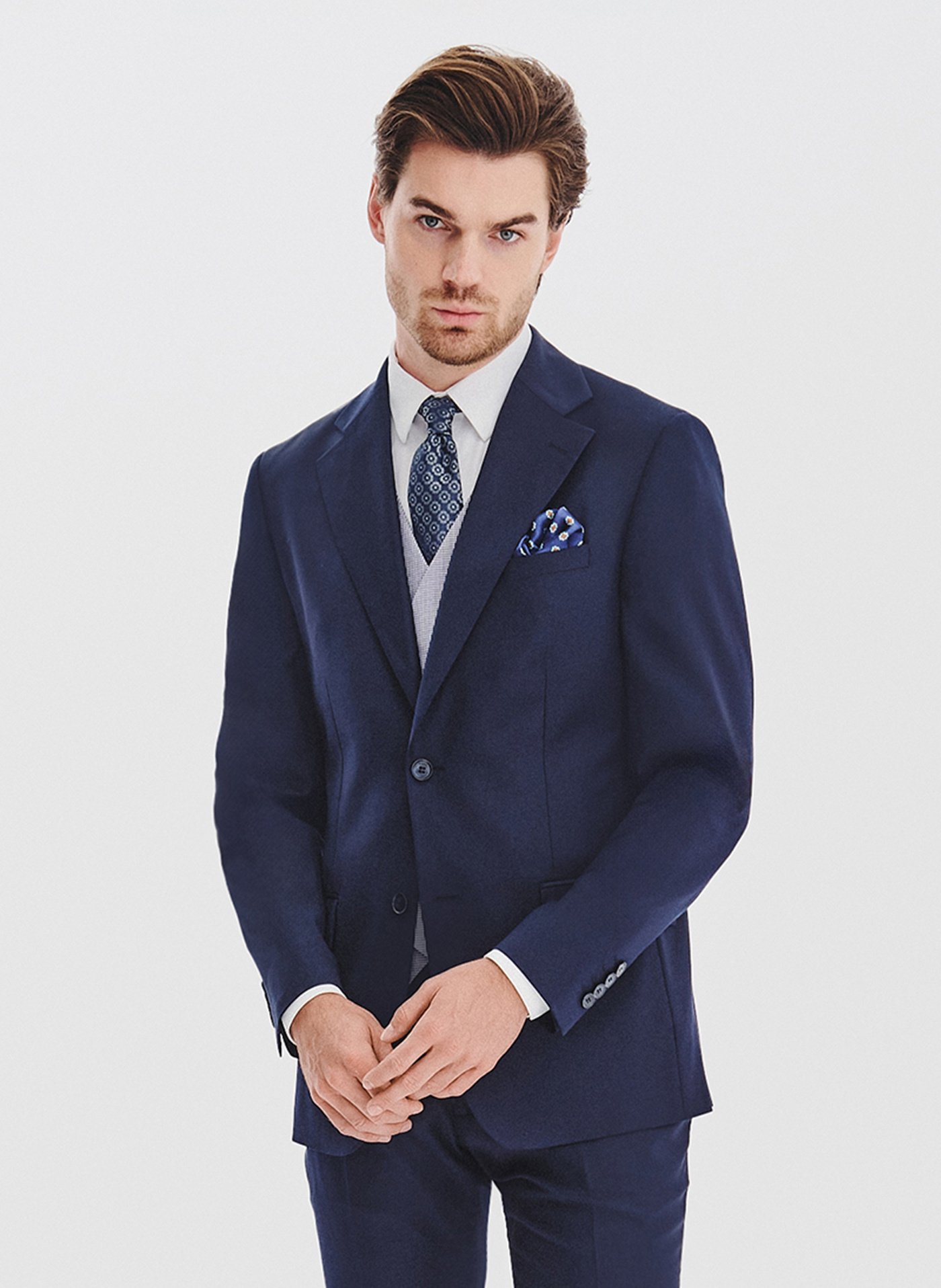 PAKO LORENTE - Granatowa marynarka garniturowa z wełną