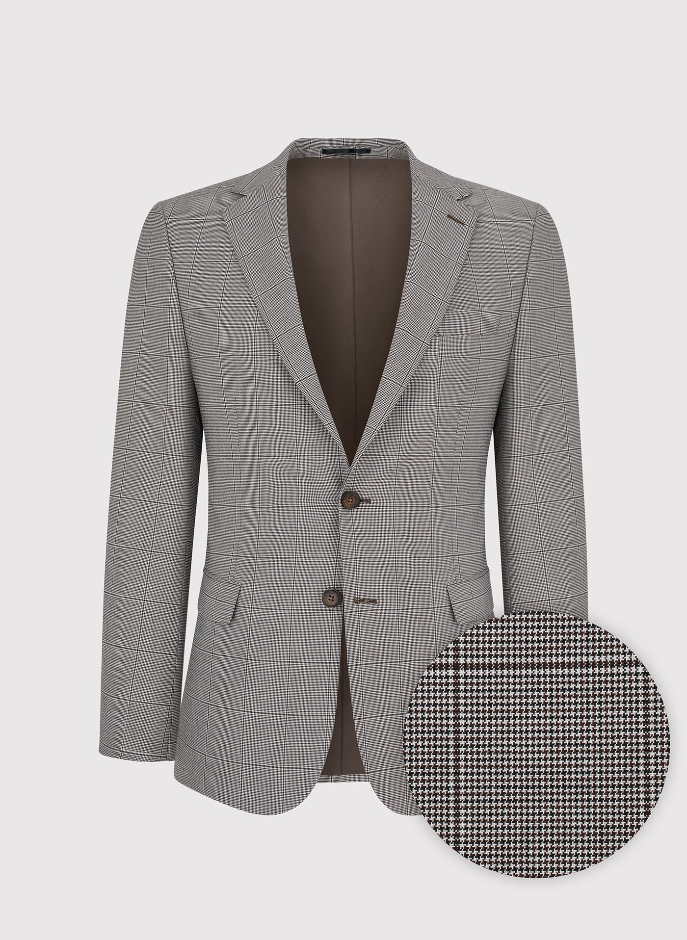 PAKO LORENTE – Męska marynarka garniturowa w kratę w brązowych tonach