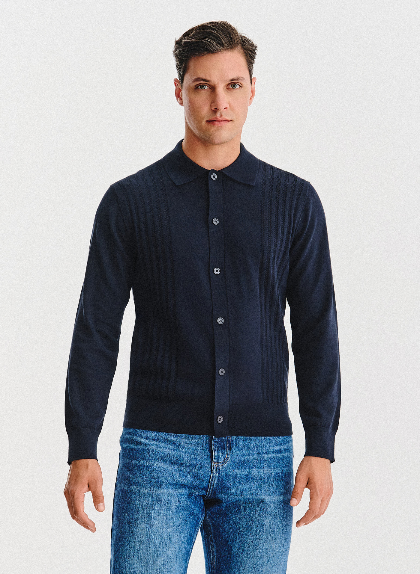 PAKO LORENTE - Bawełniany kardigan w kolorze granatowym