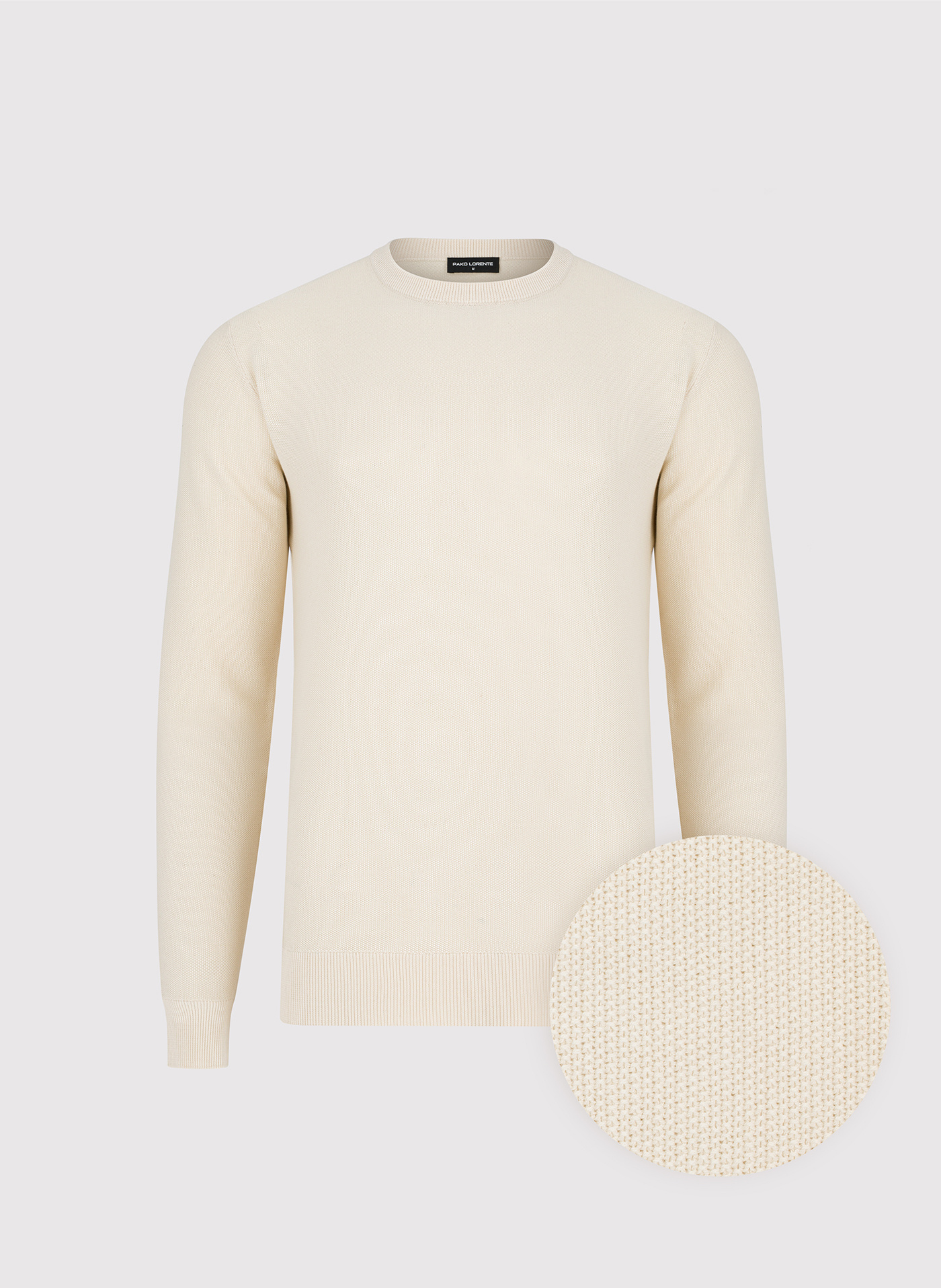 PAKO LORENTE - Beżowy sweter męski o-neck