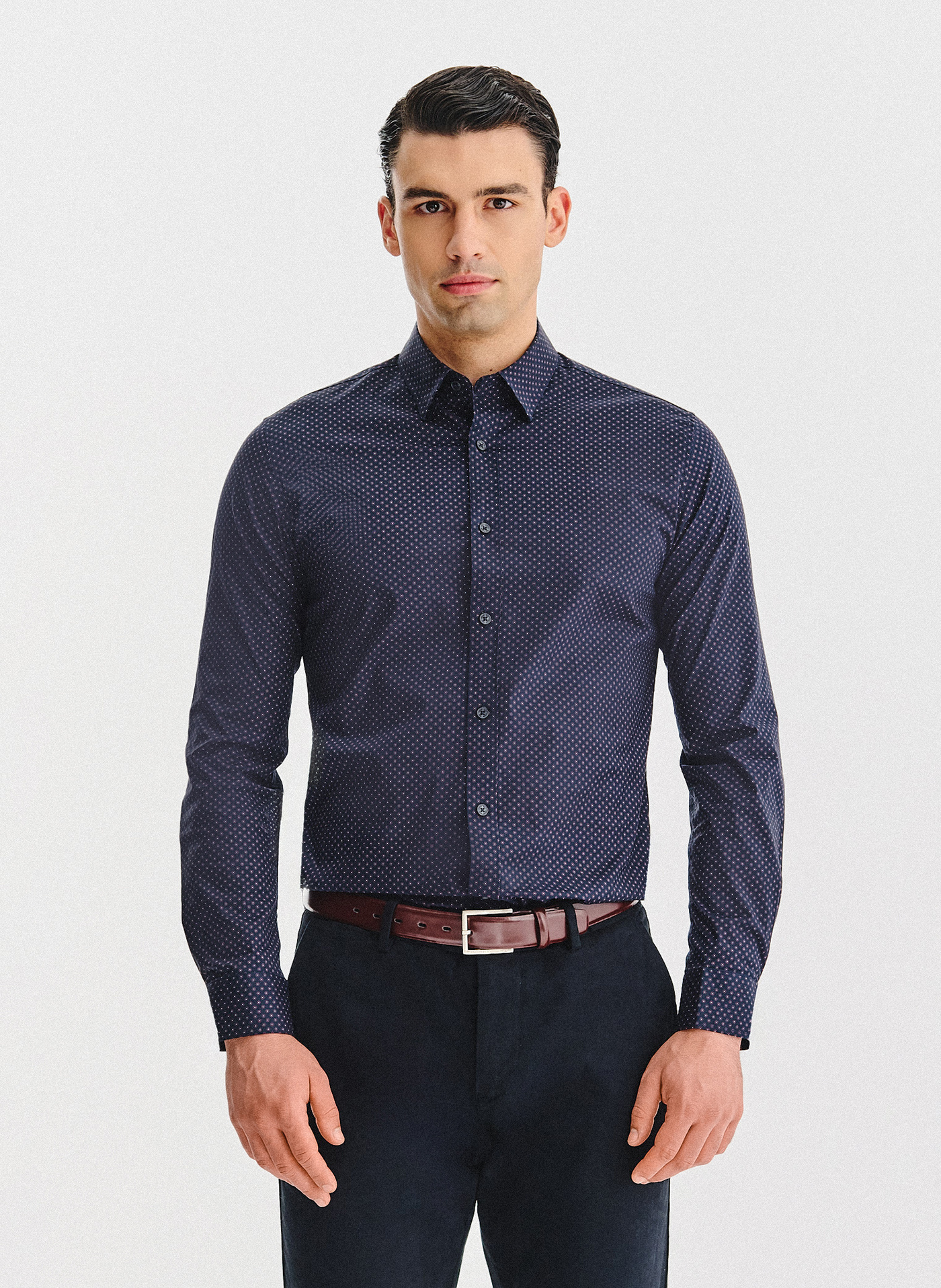 PAKO LORENTE – Granatowa koszula w kwiaty