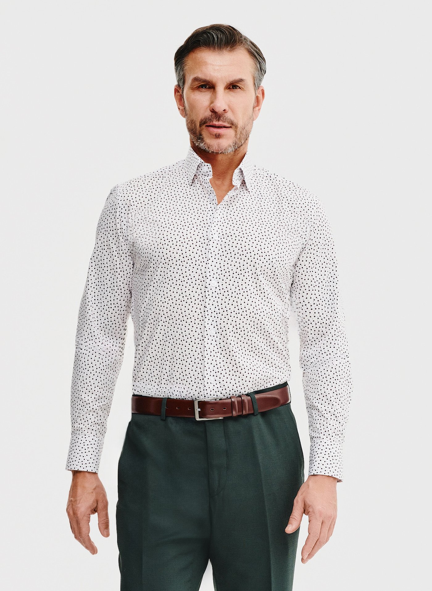 PAKO LORENTE – Biała koszula męska w mikrowzór