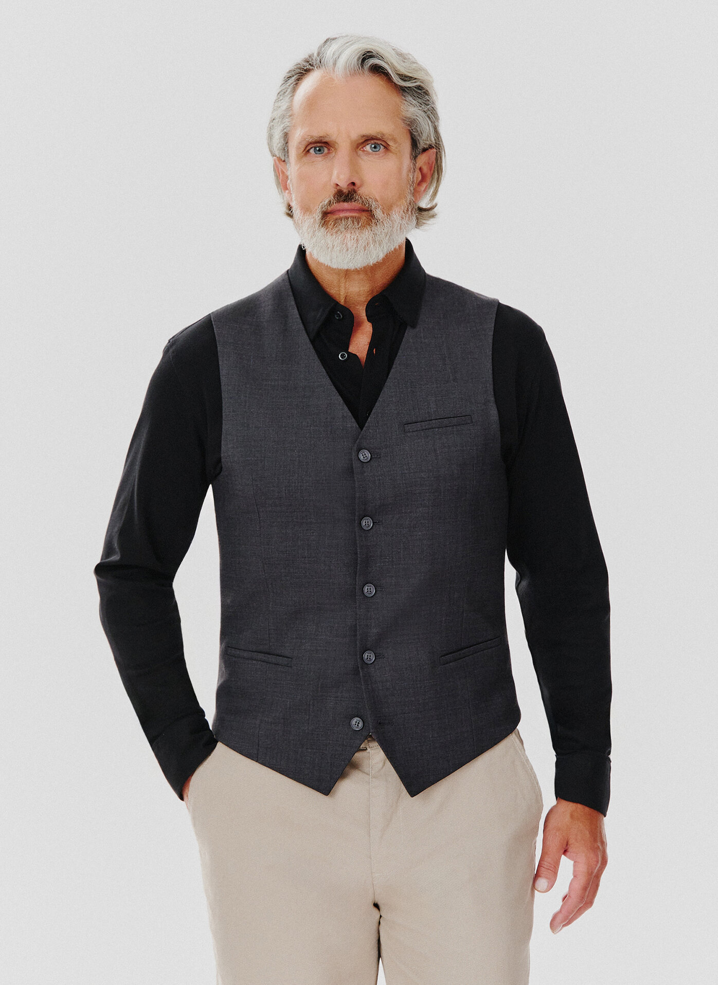 PAKO LORENTE – Gładka jednorzędowa kamizelka męska