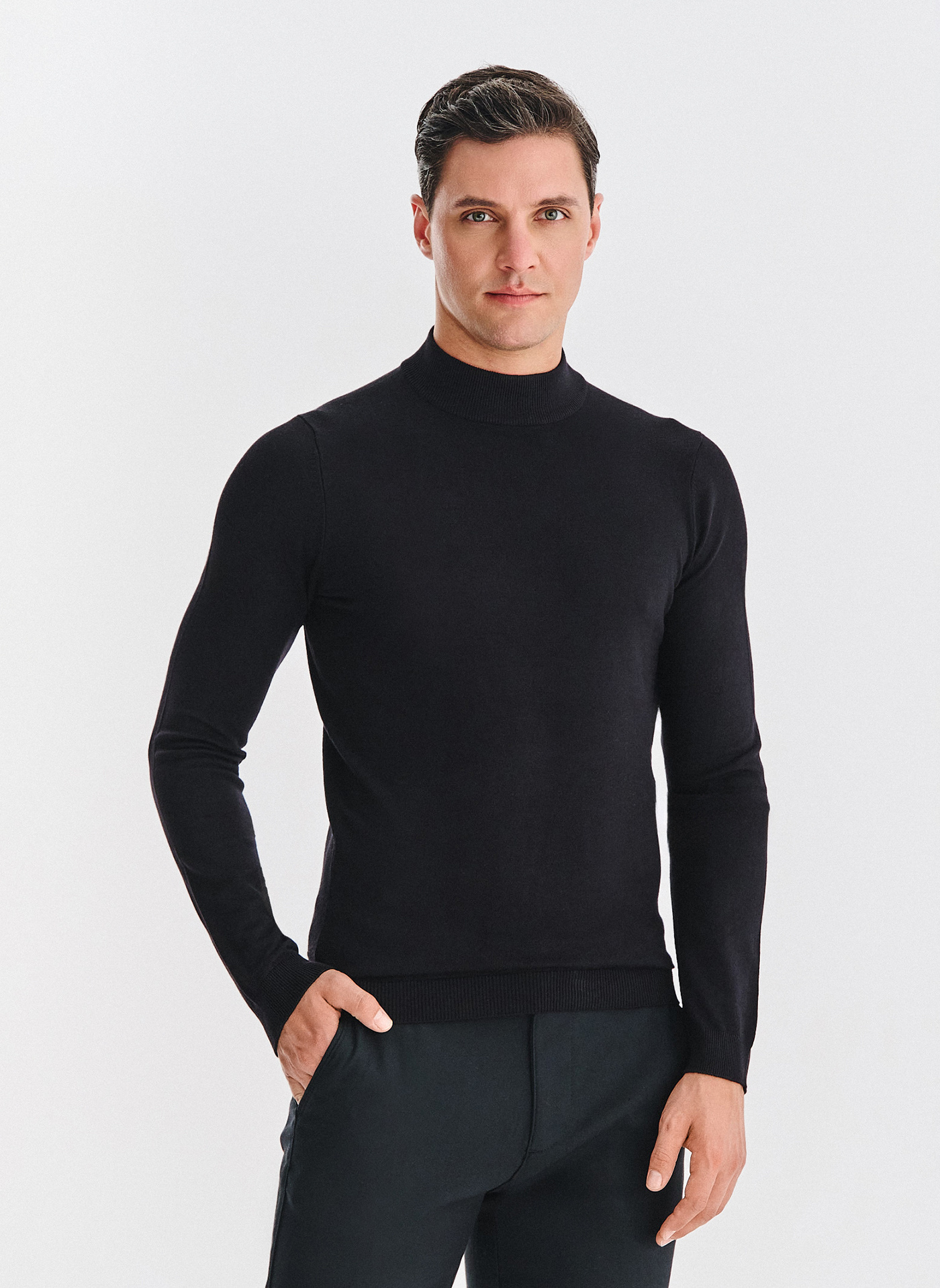 PAKO LORENTE - Półgolf męski w czarnym kolorze