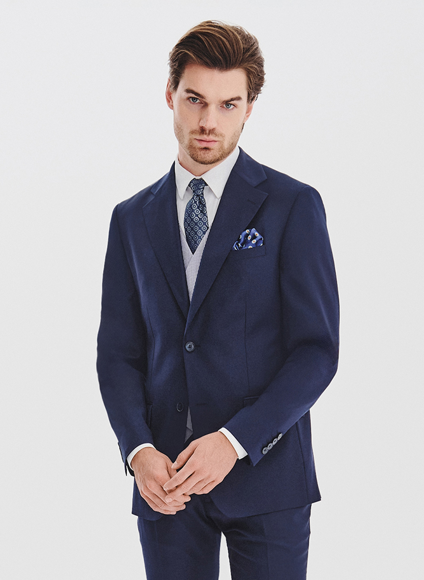 PAKO LORENTE - Granatowa marynarka garniturowa z wełną