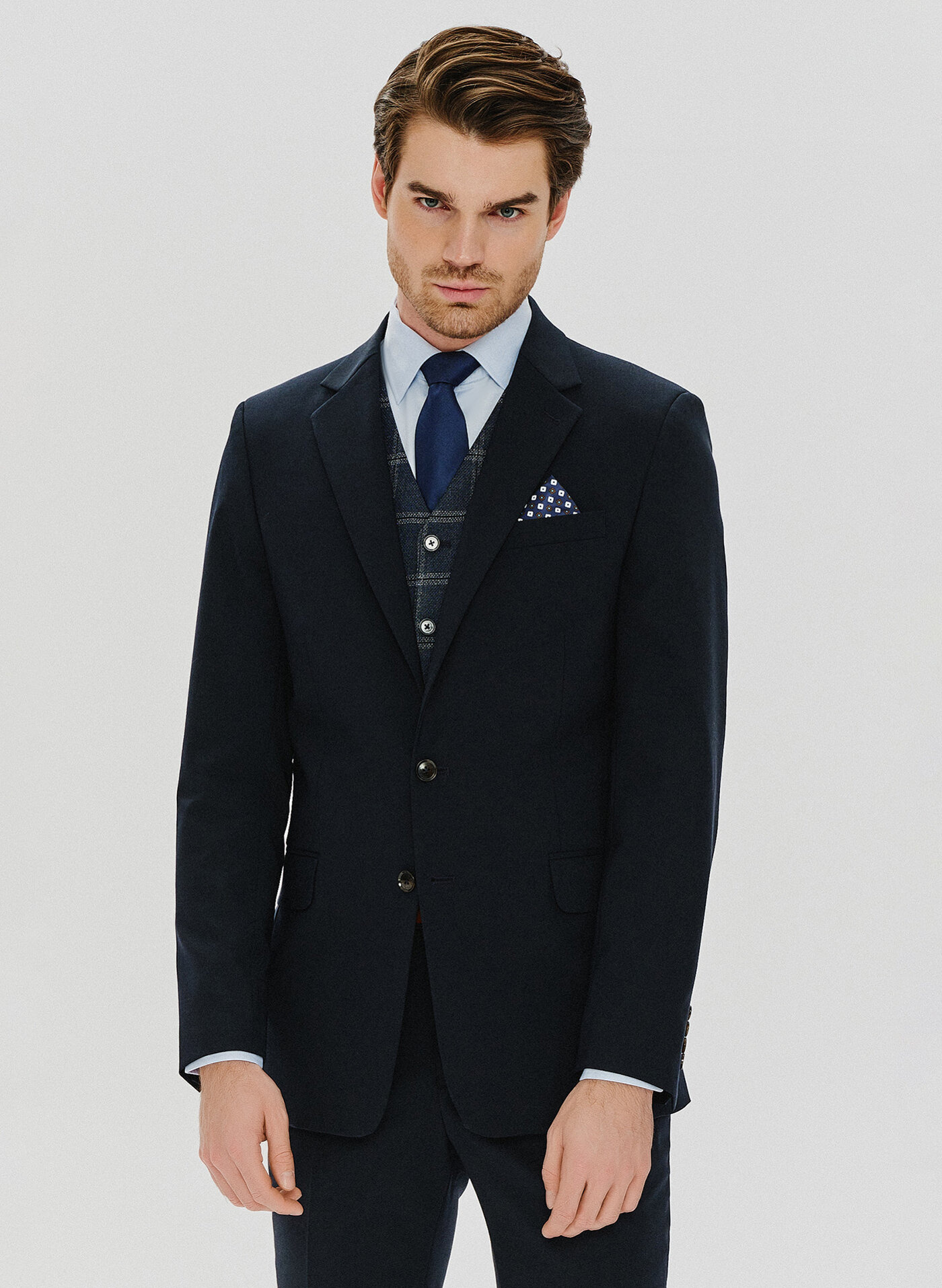 PAKO LORENTE – Gładka granatowa marynarka garniturowa