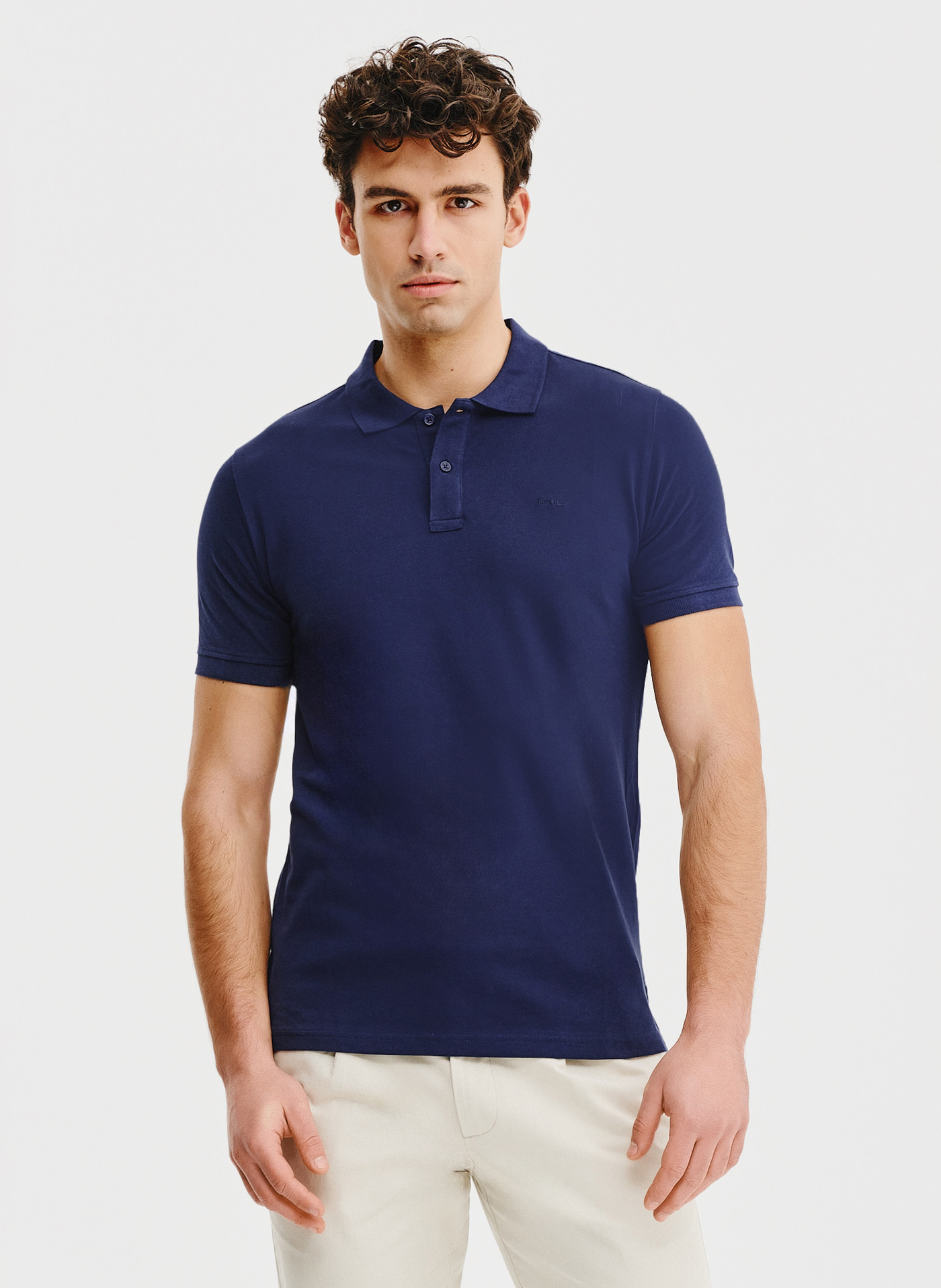 PAKO LORENTE – Gładki t-shirt polo w granatowym kolorze