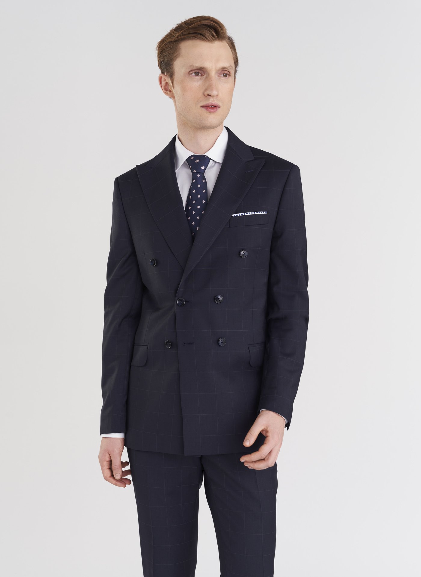 PAKO LORENTE – Dwurzędowa marynarka garniturowa w subtelną kratę