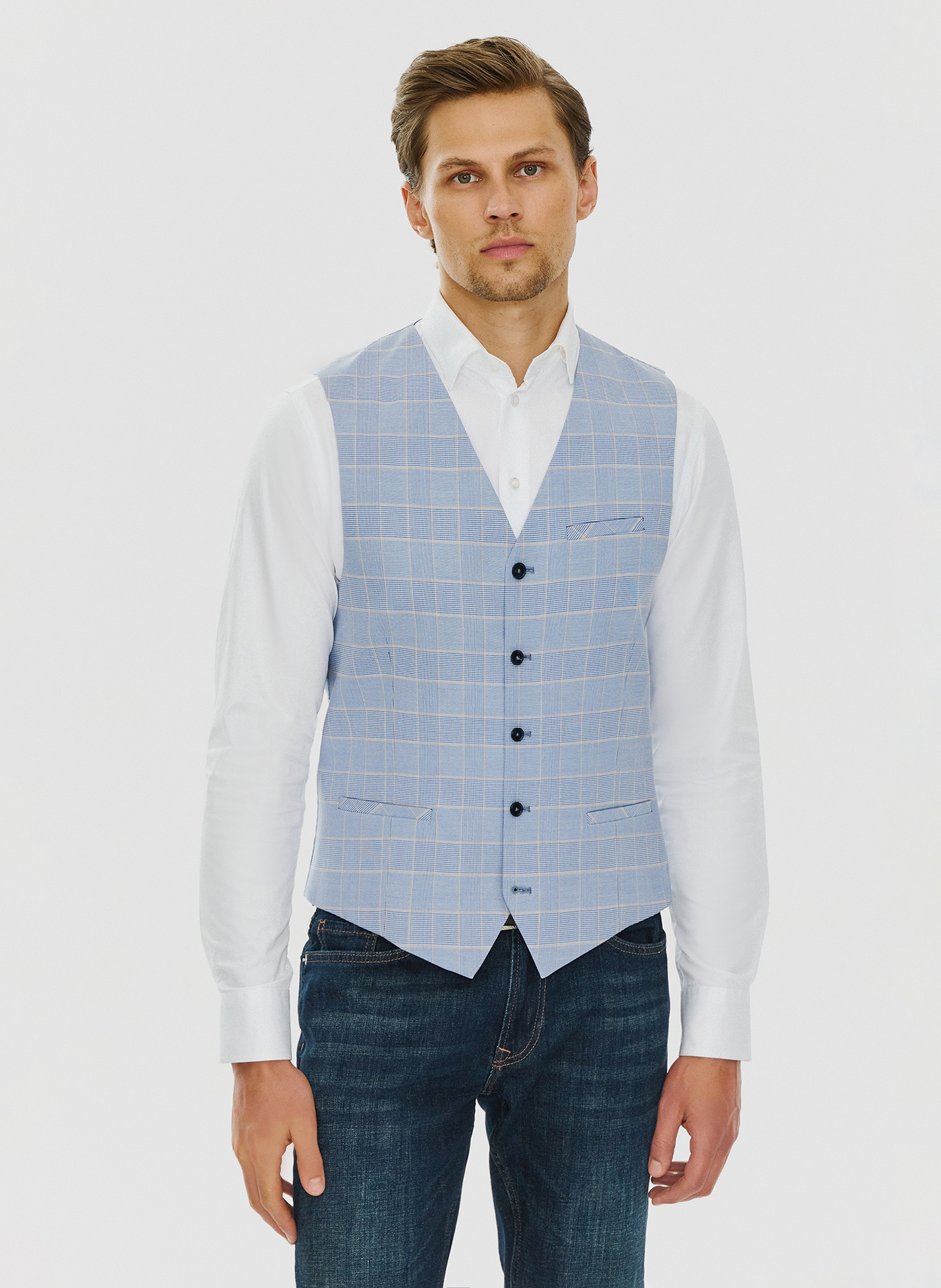 PAKO LORENTE – Męska kamizelka w kratę księcia Walii