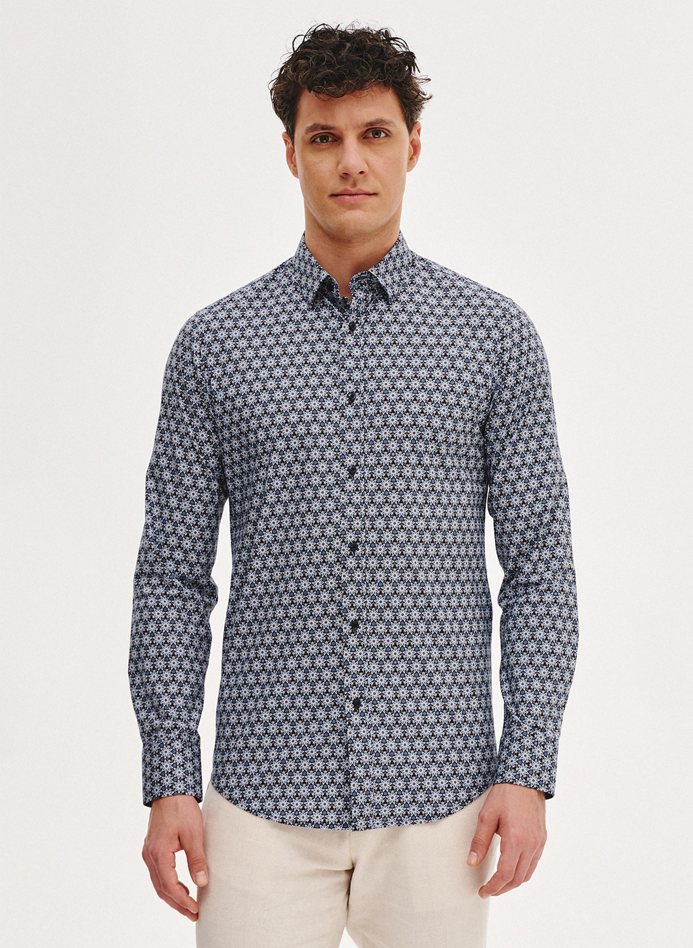 Koszula męska w niebieskie kwiaty