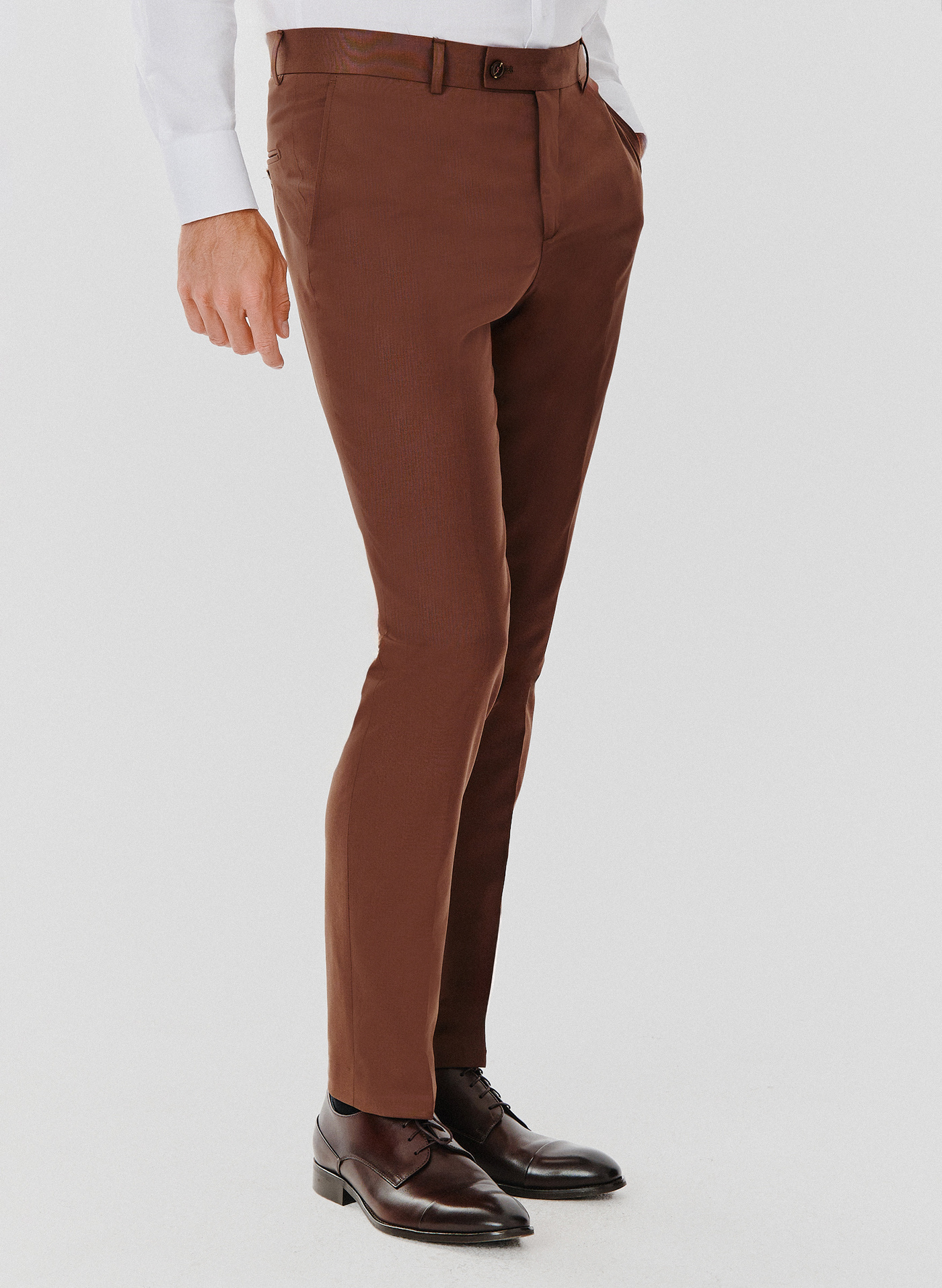 PAKO LORENTE – Brązowe męskie spodnie garniturowe