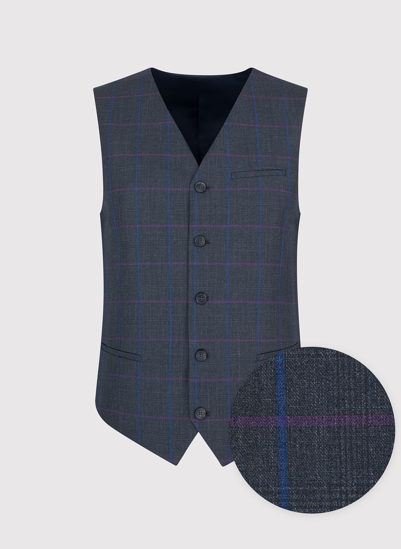 PAKO LORENTE – Ciemnoszara kamizelka męska w kratę