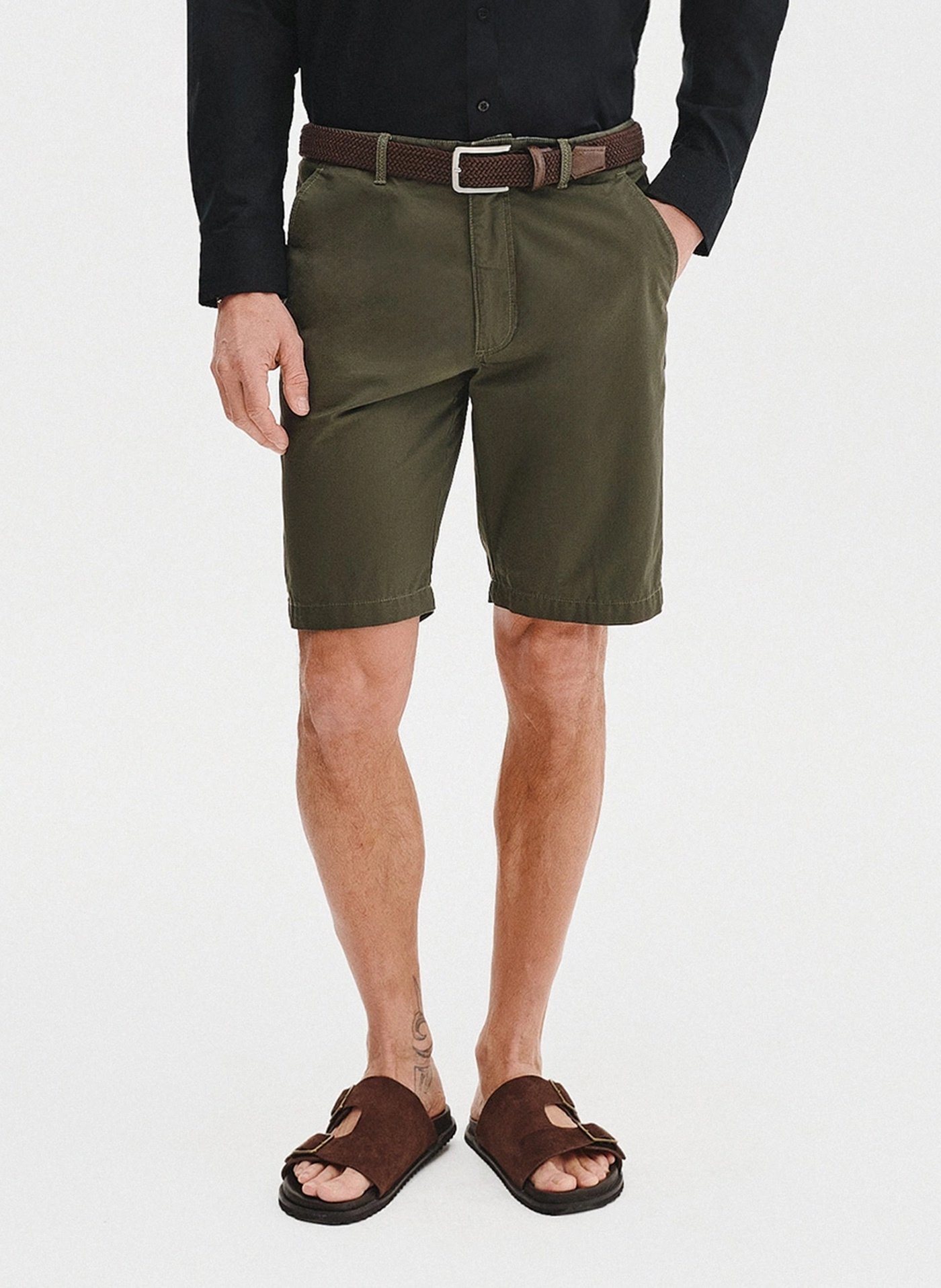 PAKO LORENTE - Bawełniane zielone szorty męskie