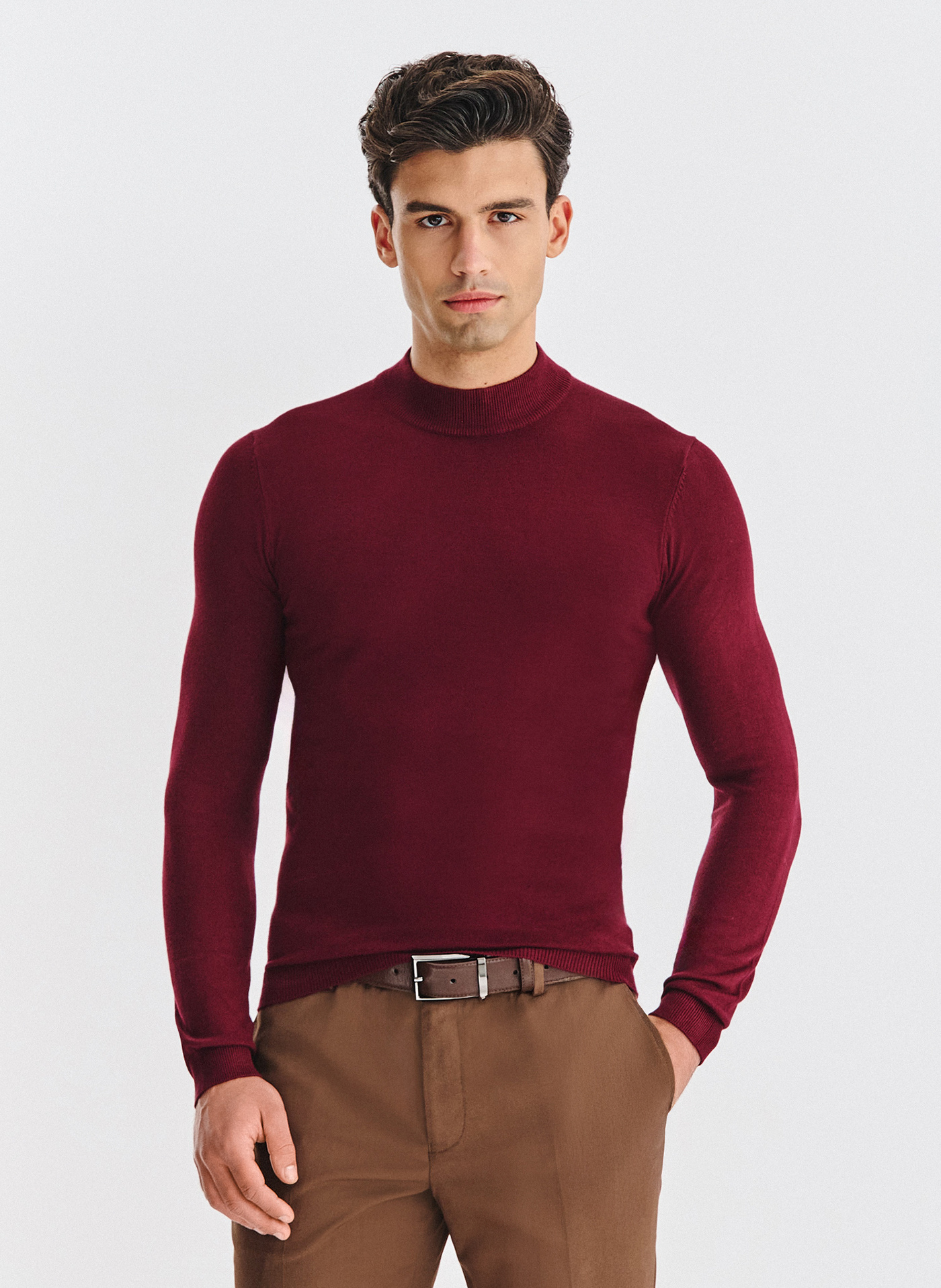 PAKO LORENTE - Półgolf męski w bordowym kolorze