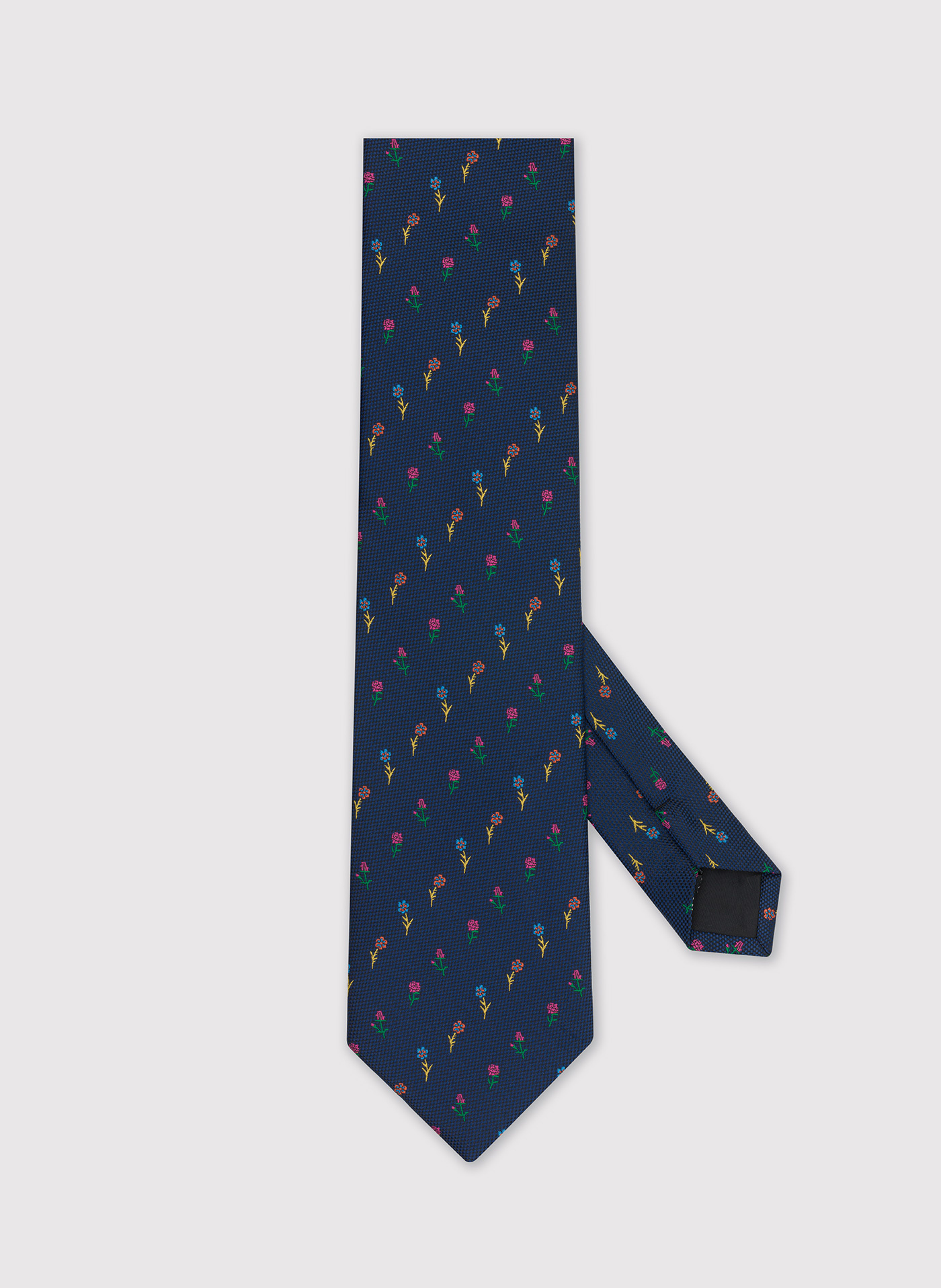 PAKO LORENTE – Granatowy krawat w kolorowe kwiatki