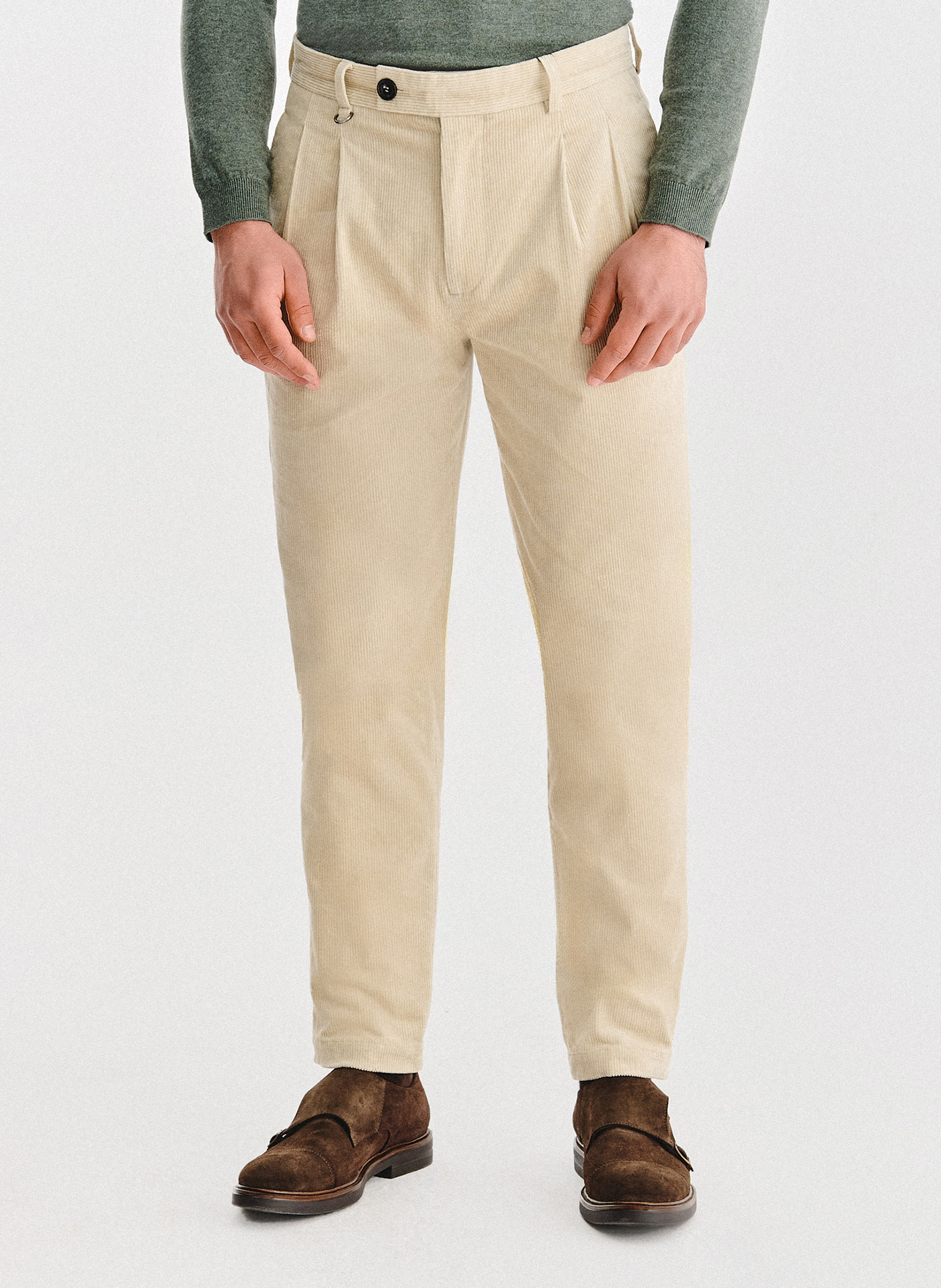 PAKO LORENTE - Beżowe spodnie z zakładkami