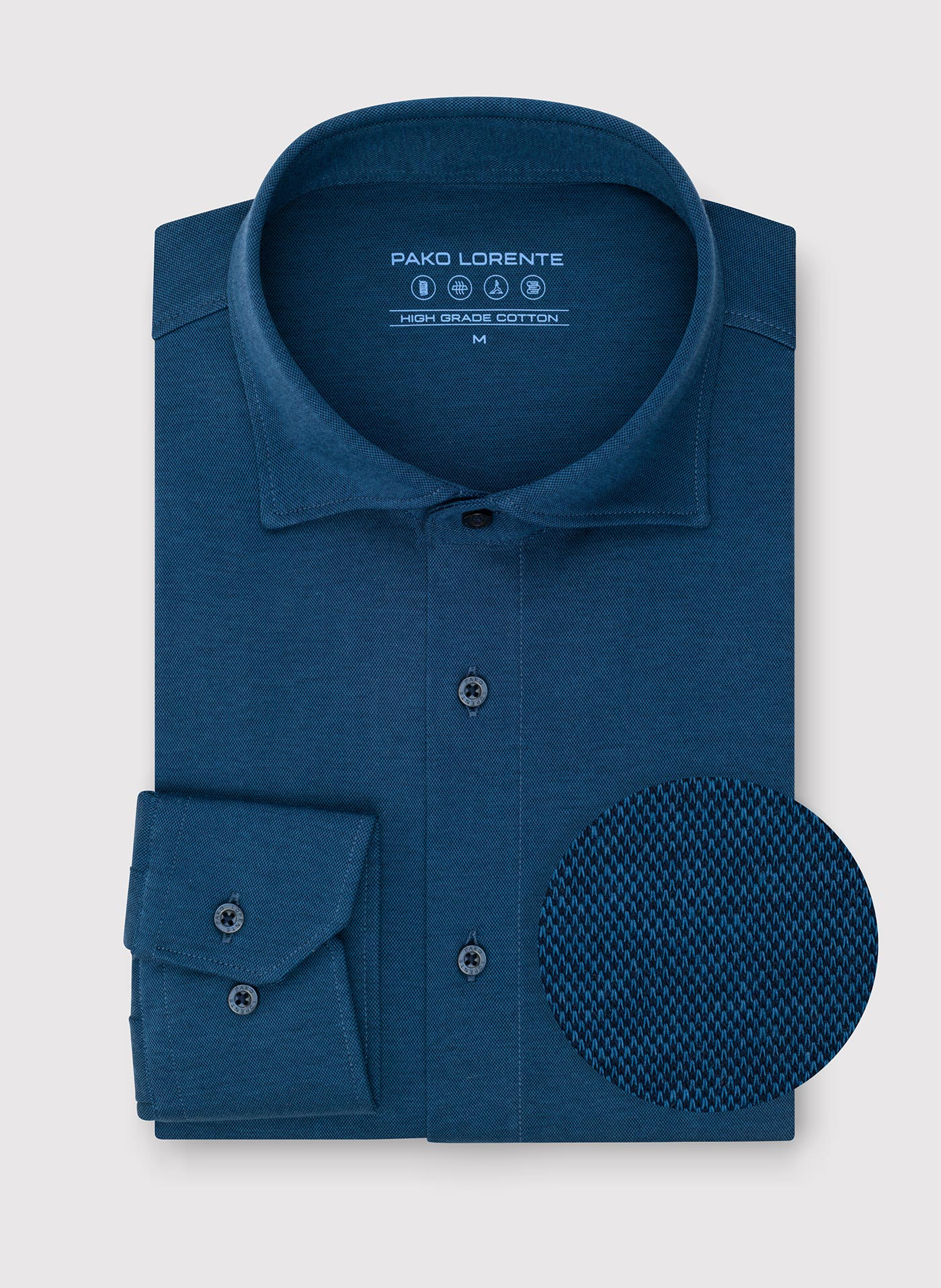 PAKO LORENTE - Granatowa dzianinowa koszula męska