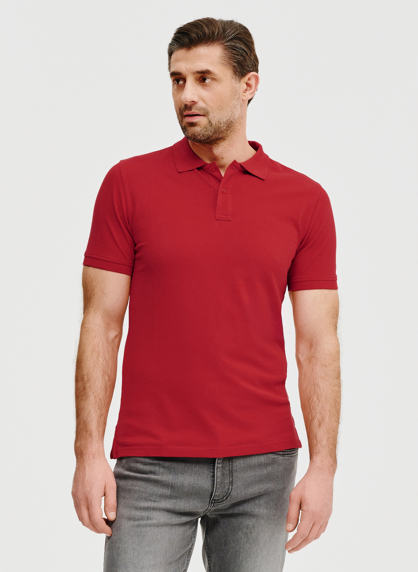 PAKO LORENTE – Gładki t-shirt polo w czerwonym kolorze