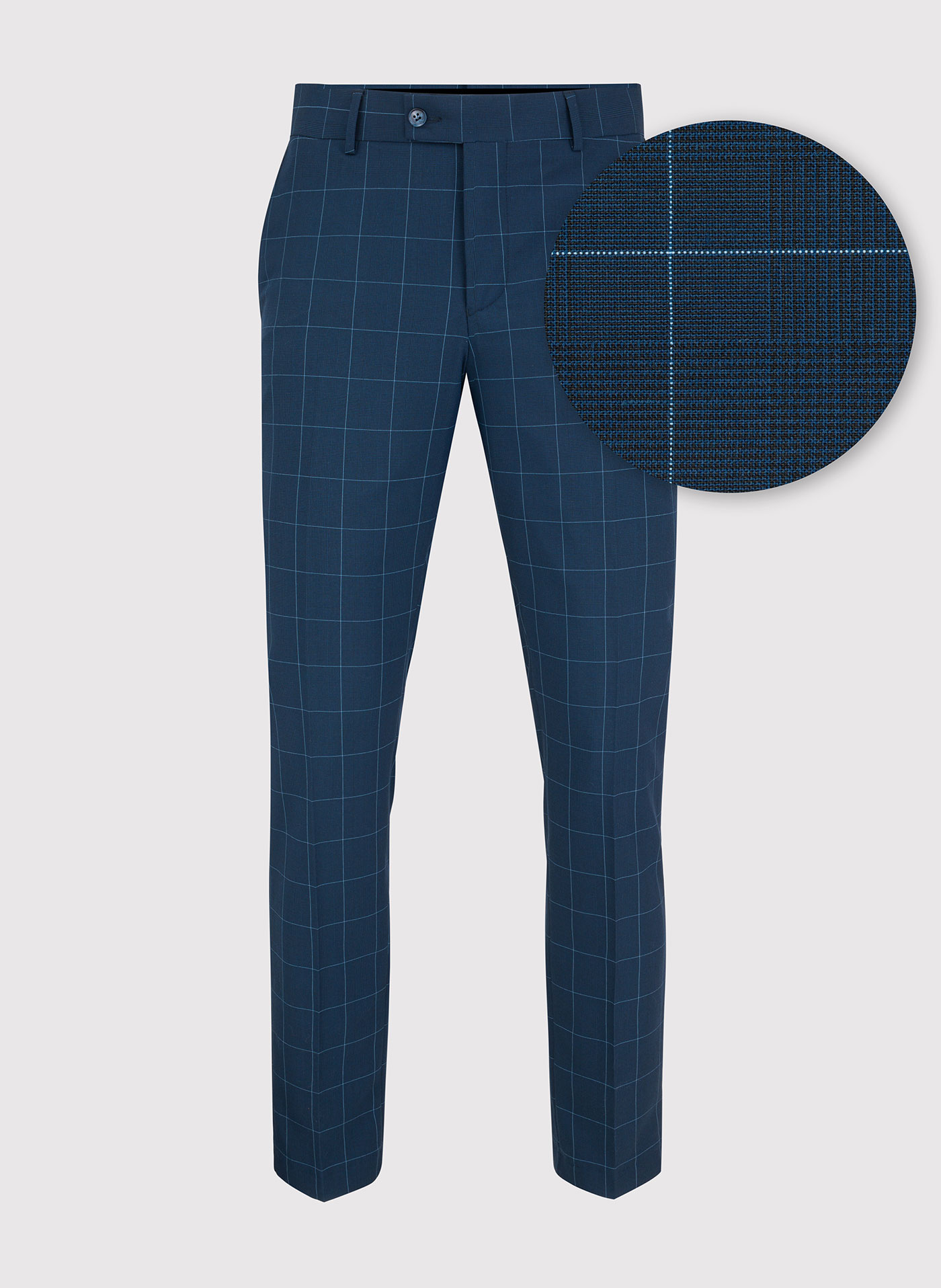 PAKO LORENTE – Męskie spodnie garniturowe w kolorze granatowym w niebieską kratkę
