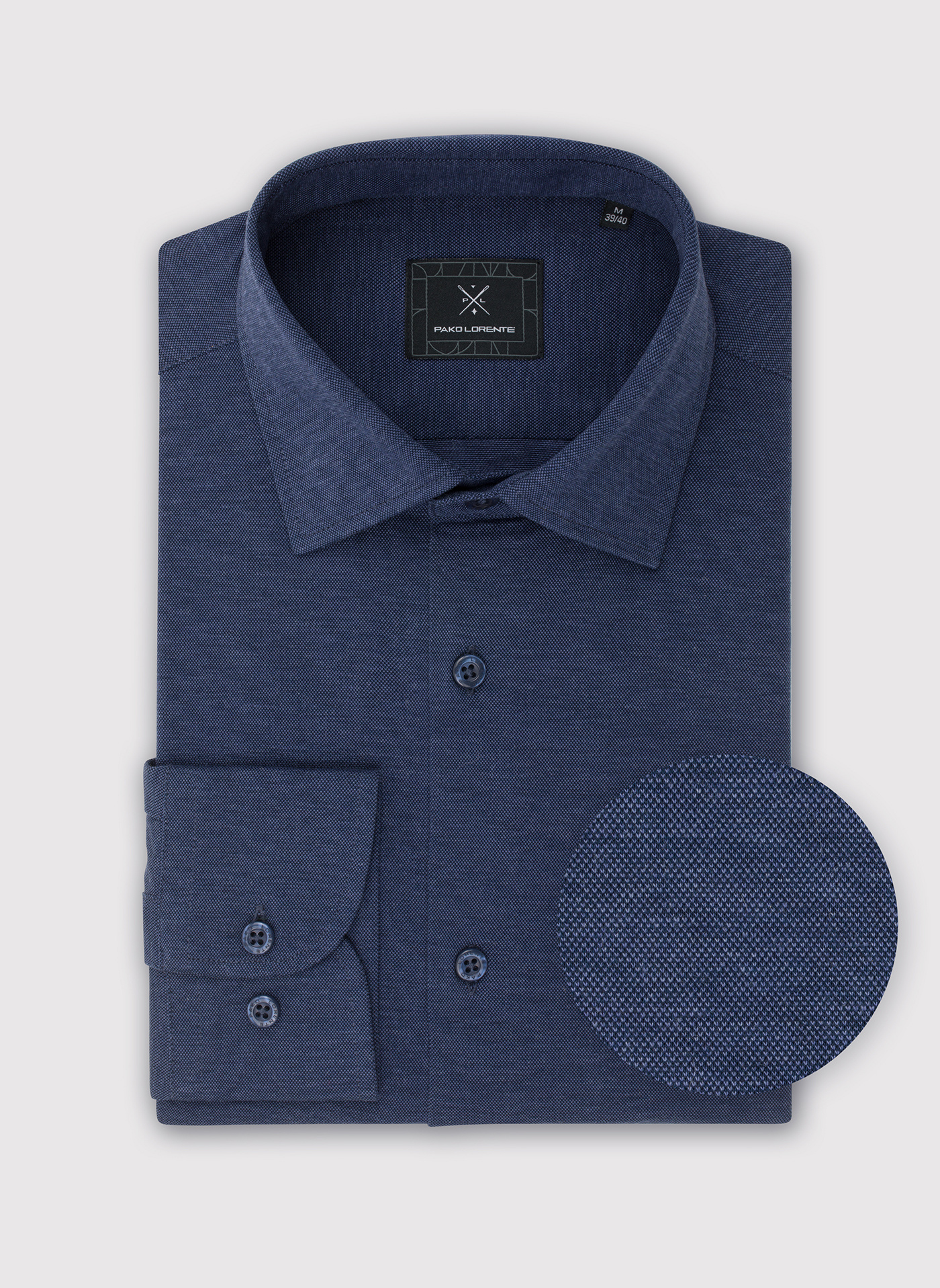PAKO LORENTE – Ciemna niebieska bawełniana koszula męska