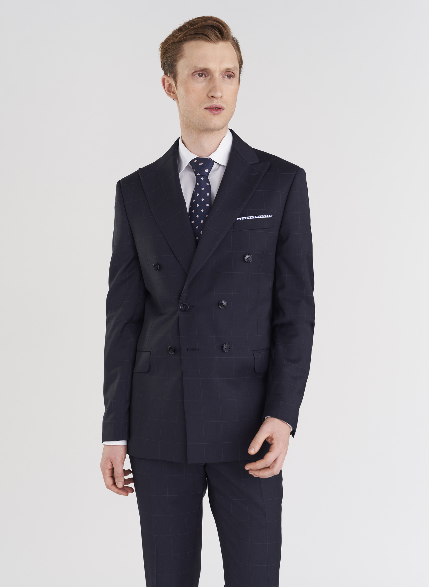 PAKO LORENTE – Dwurzędowa marynarka garniturowa w subtelną kratę