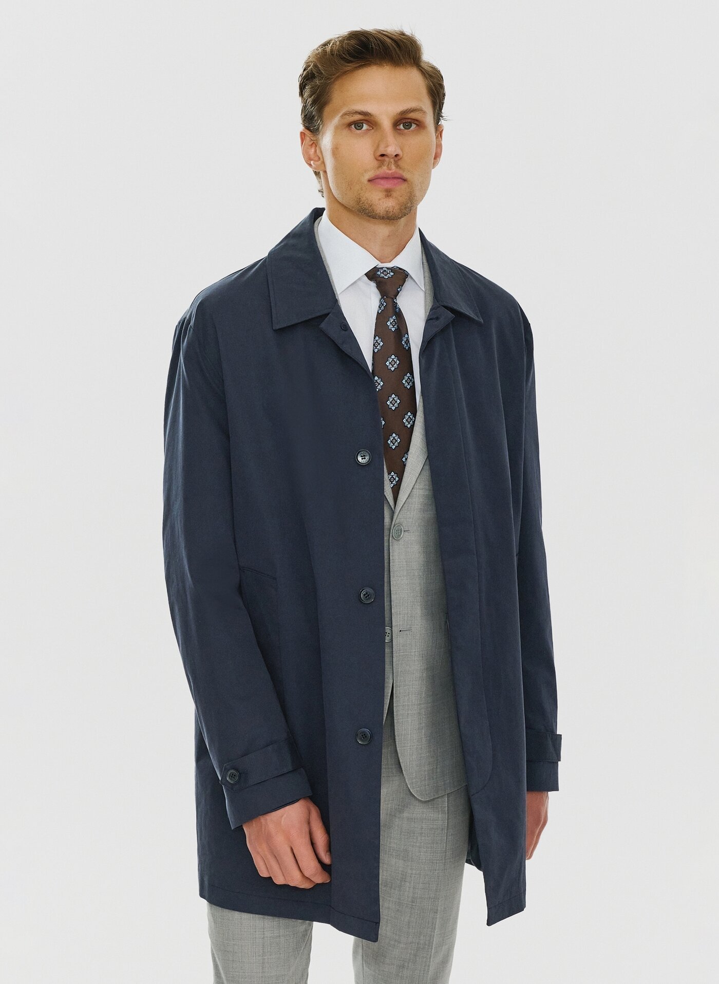 PAKO LORENTE – Granatowy wiosenny płaszcz męski P24SF-7X-001-G-0 - Pako Lorente