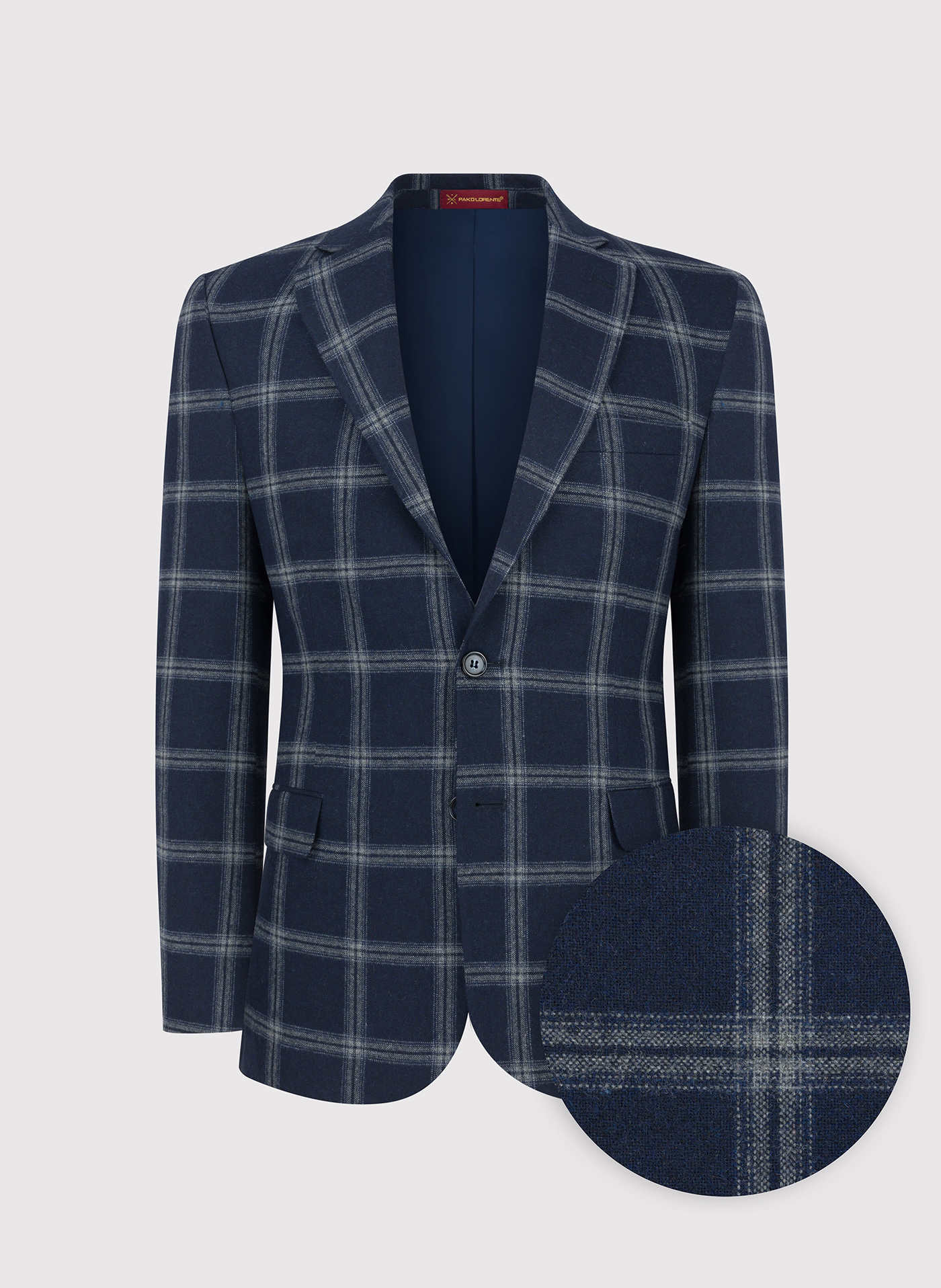 PAKO LORENTE – Granatowa marynarka casual w jasną kratkę